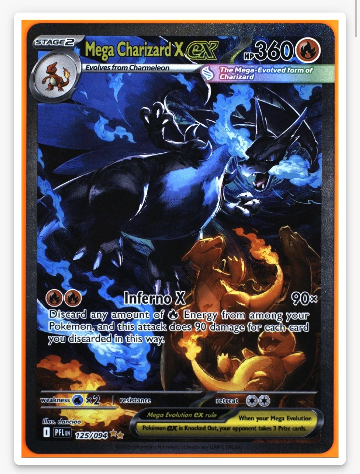 Mega Charizard X ex 125/94 Phantasmal Flames front card photo in PokeToGrade pregrading report