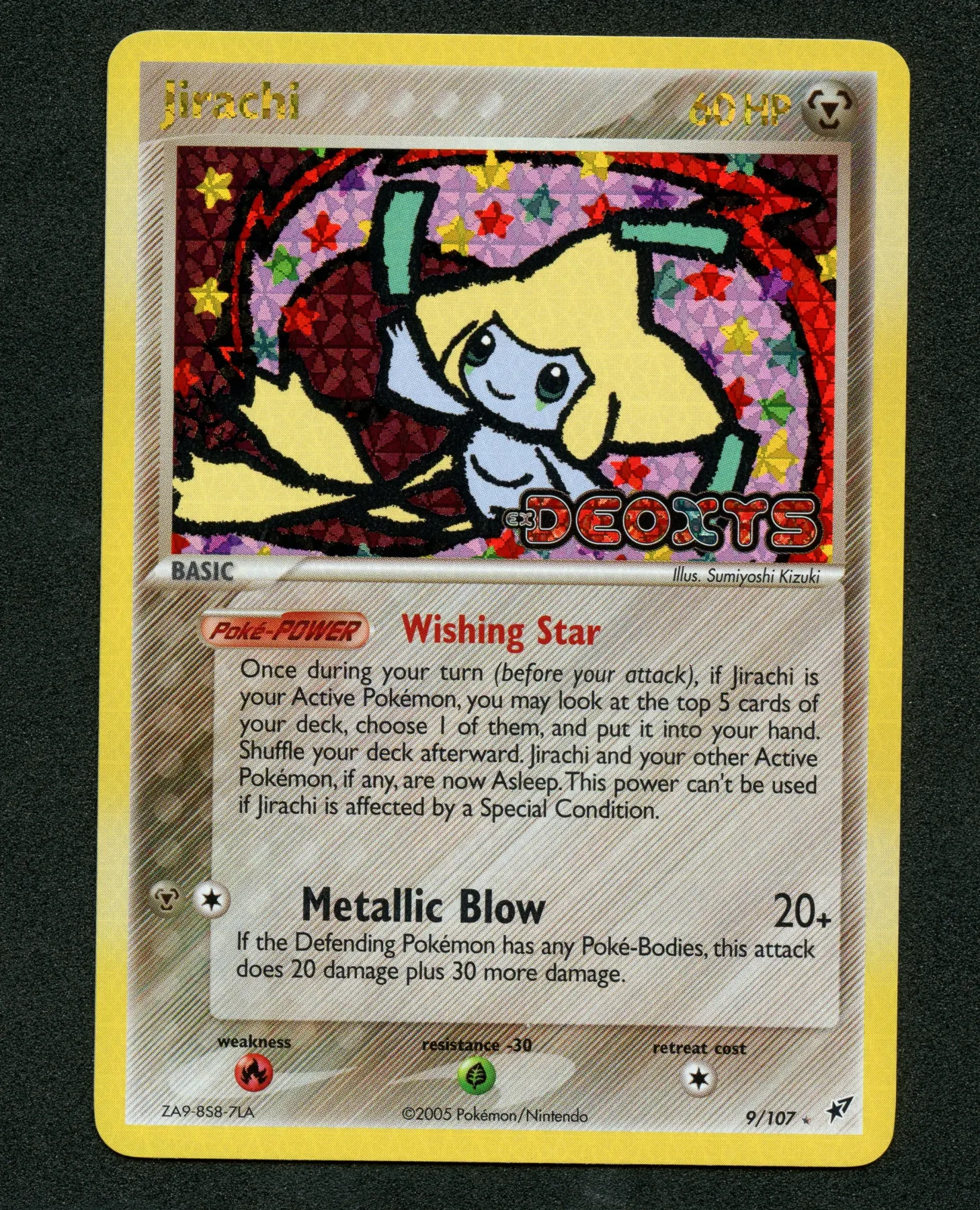 Jirachi 009/107 (Reverse Holo) Deoxys front card photo in PokeToGrade pregrading report