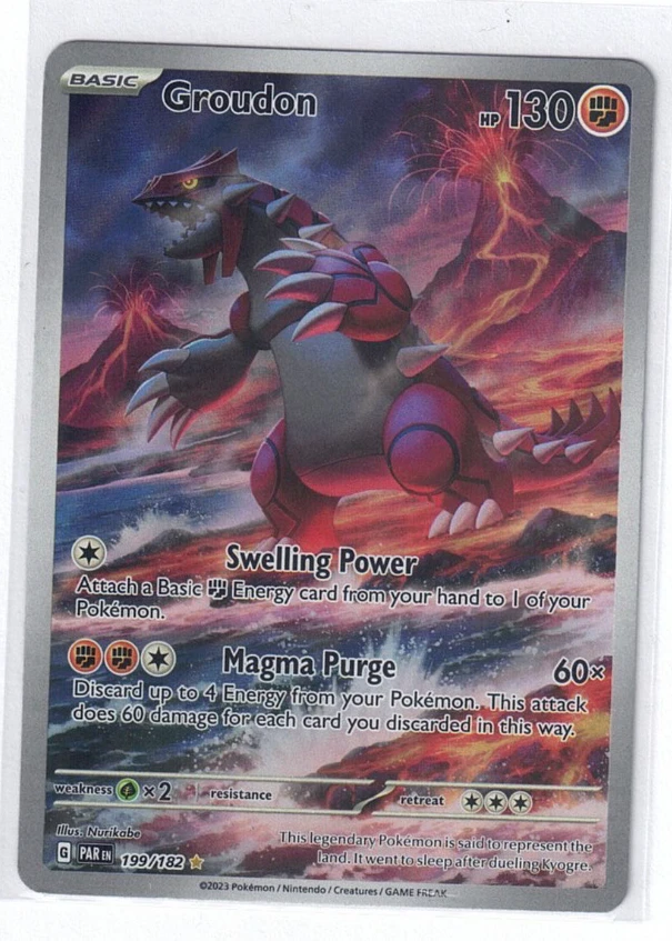 Groudon 199/182 Paradox Rift front card photo in PokeToGrade pregrading report