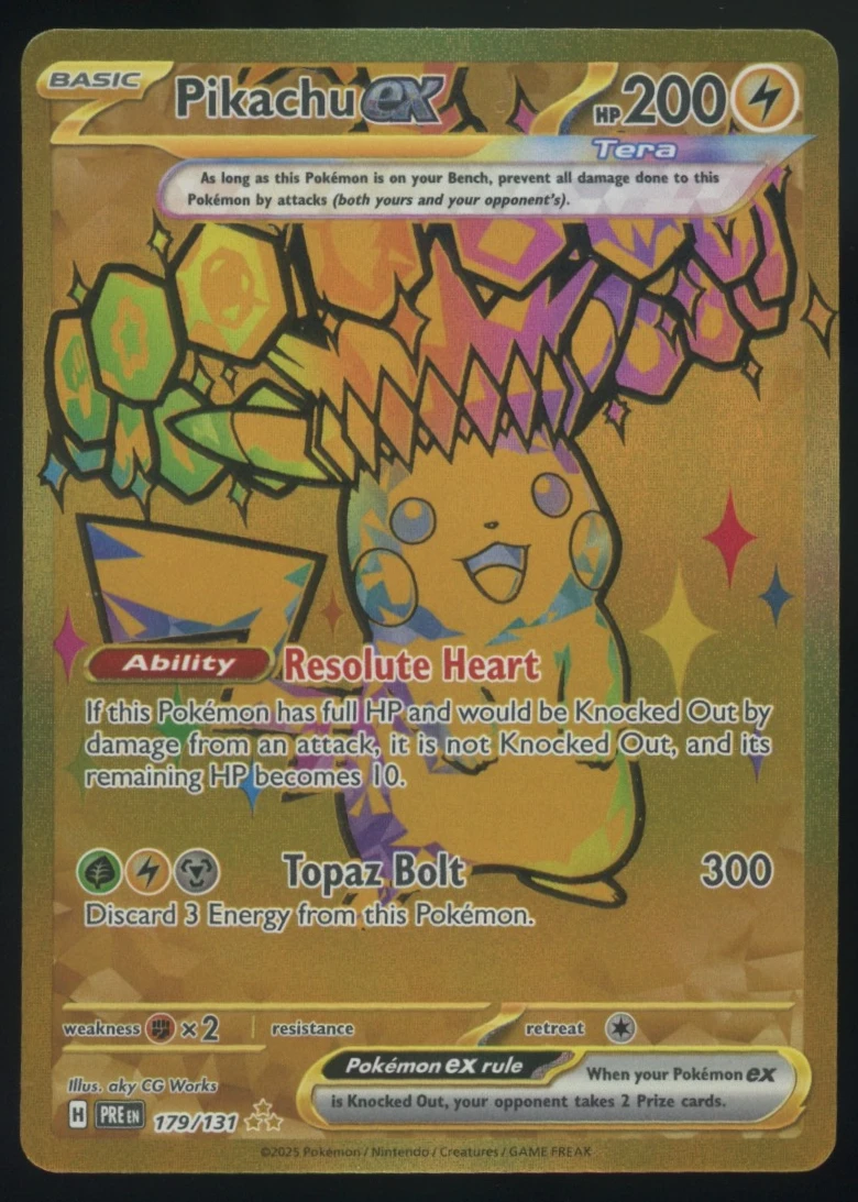 Pikachu ex 179/131 Prismatic Evolutions front card photo in PokeToGrade pregrading report