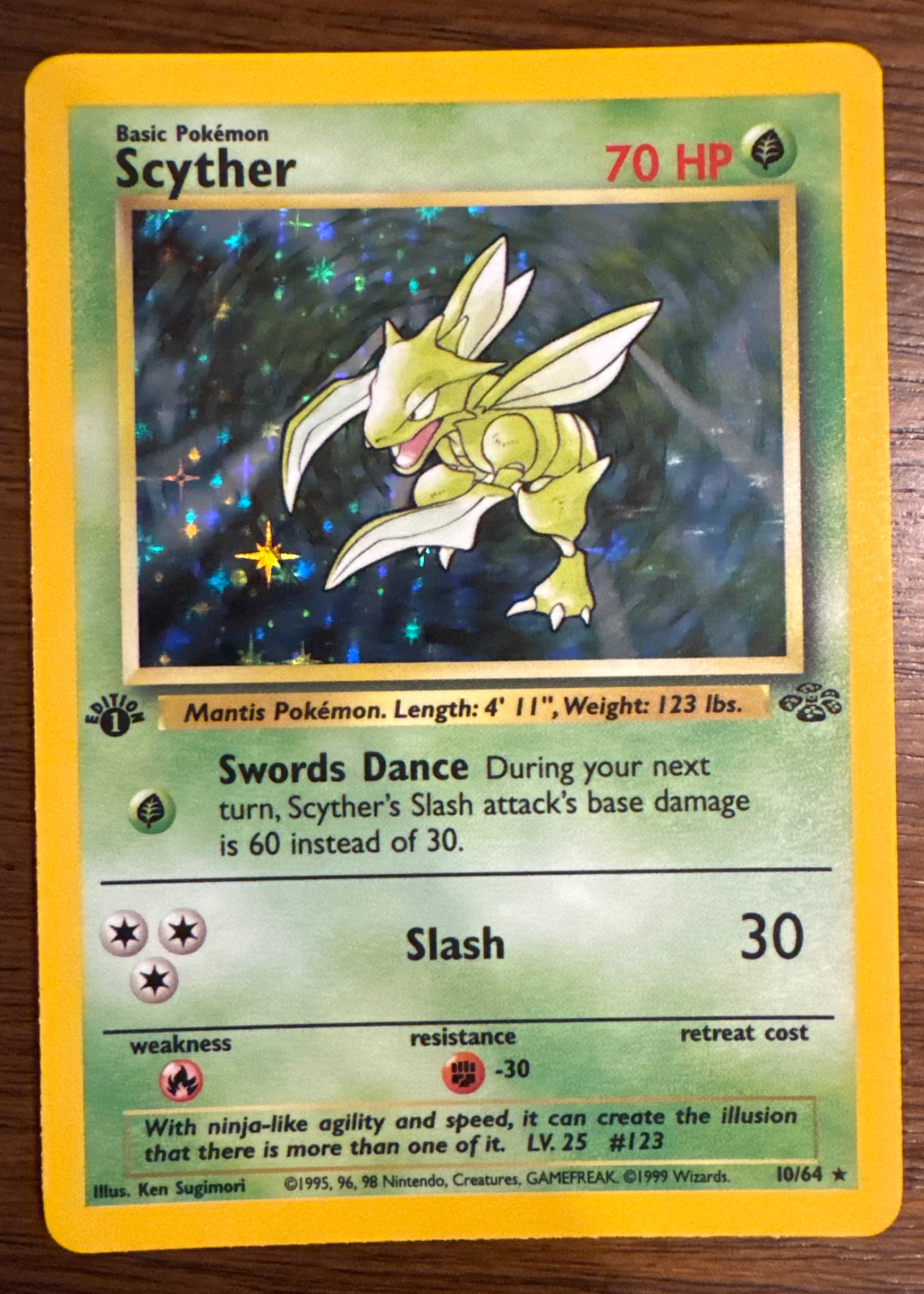 Scyther 010/64 Jungle front card photo in PokeToGrade pregrading report