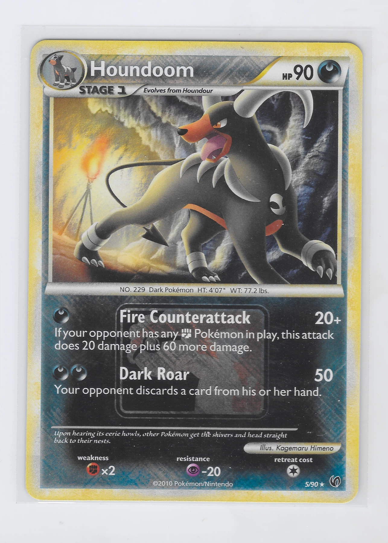 Houndoom 005/90 · Reverse Holo Undaunted front card photo in PokeToGrade pregrading report