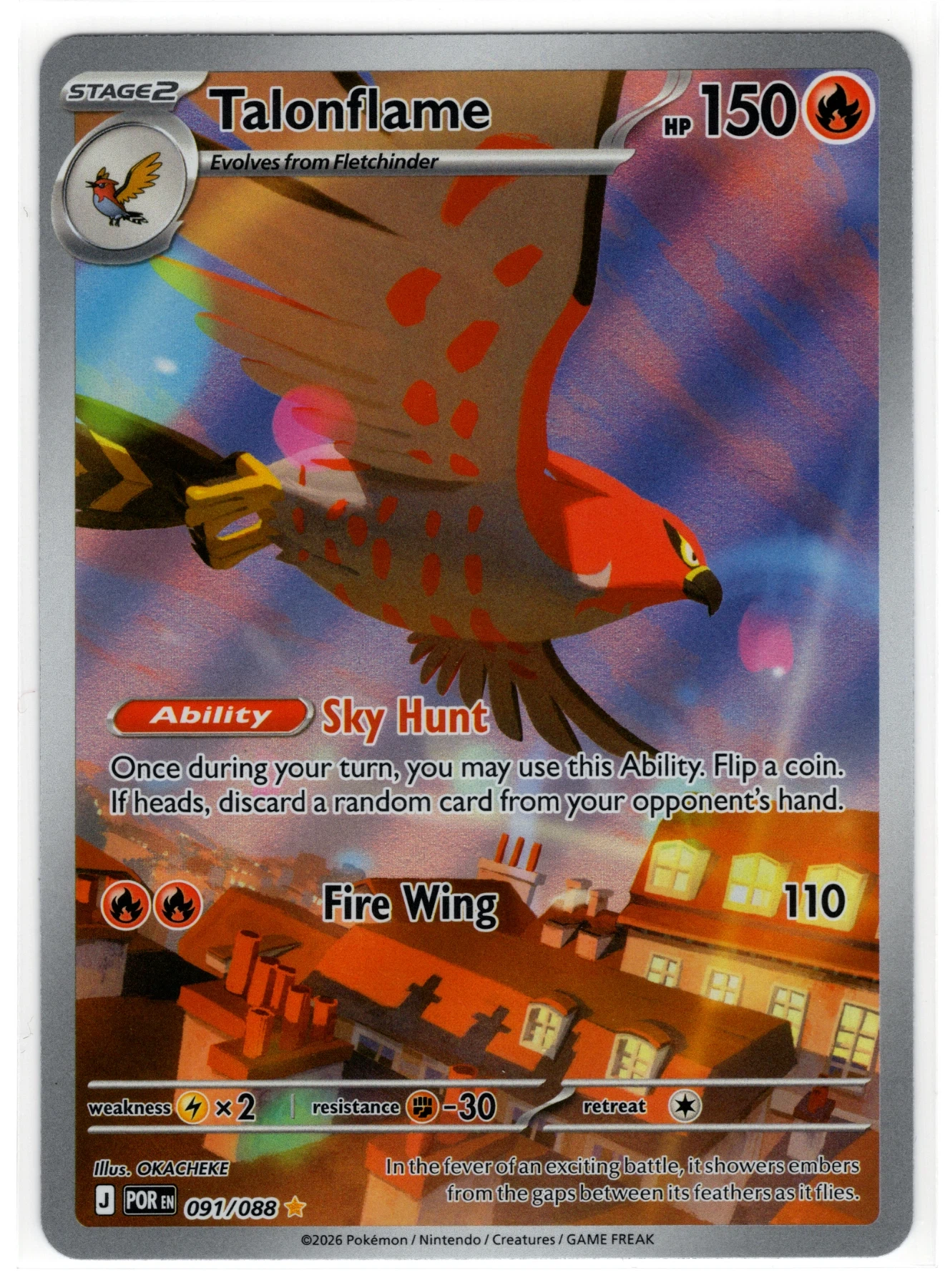 Talonflame 091/88 Perfect Order front card photo in PokeToGrade pregrading report