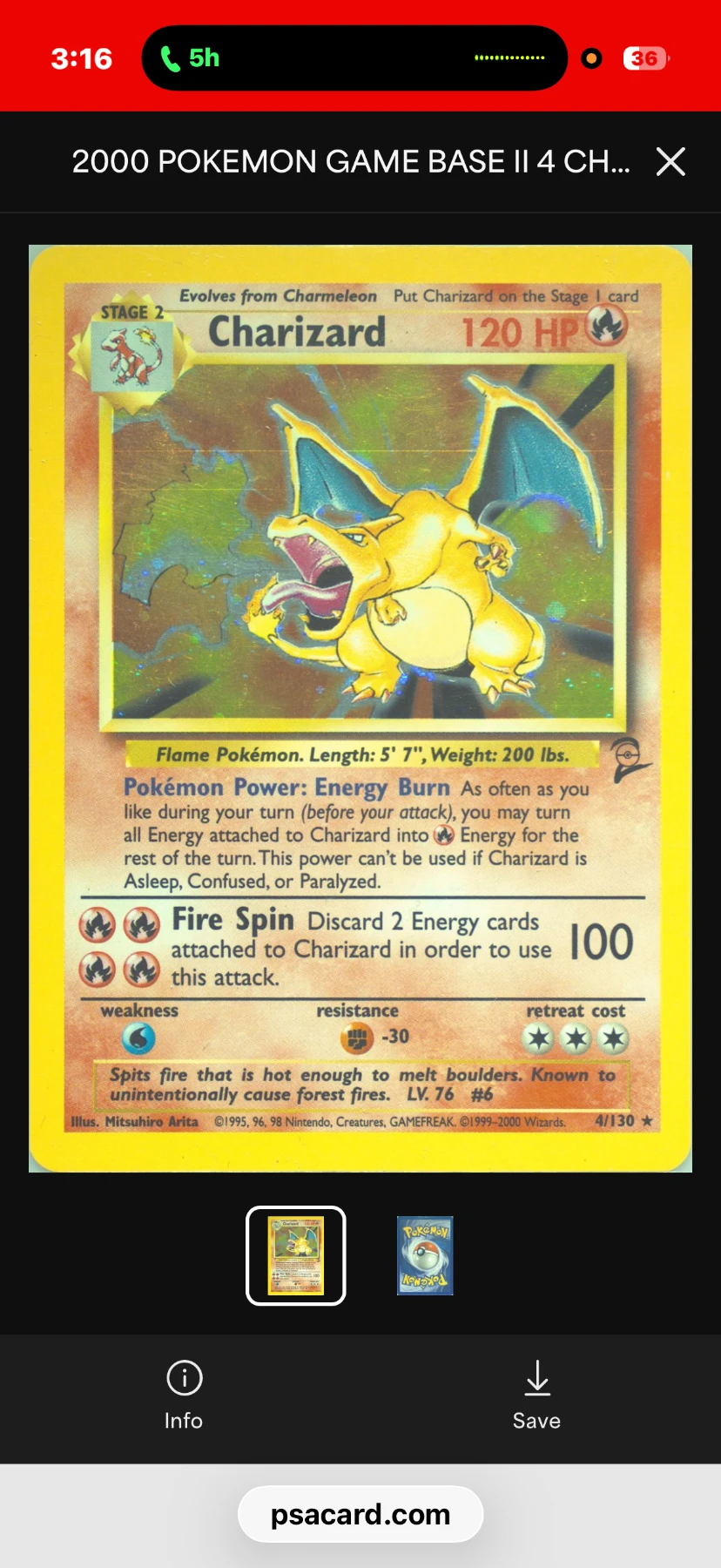 Charizard 004/102 Base Set front card photo in PokeToGrade pregrading report