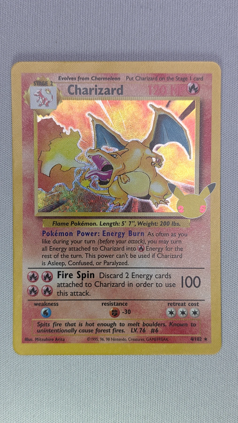Charizard 4A/25 (Holo) Celebrations front card photo in PokeToGrade pregrading report