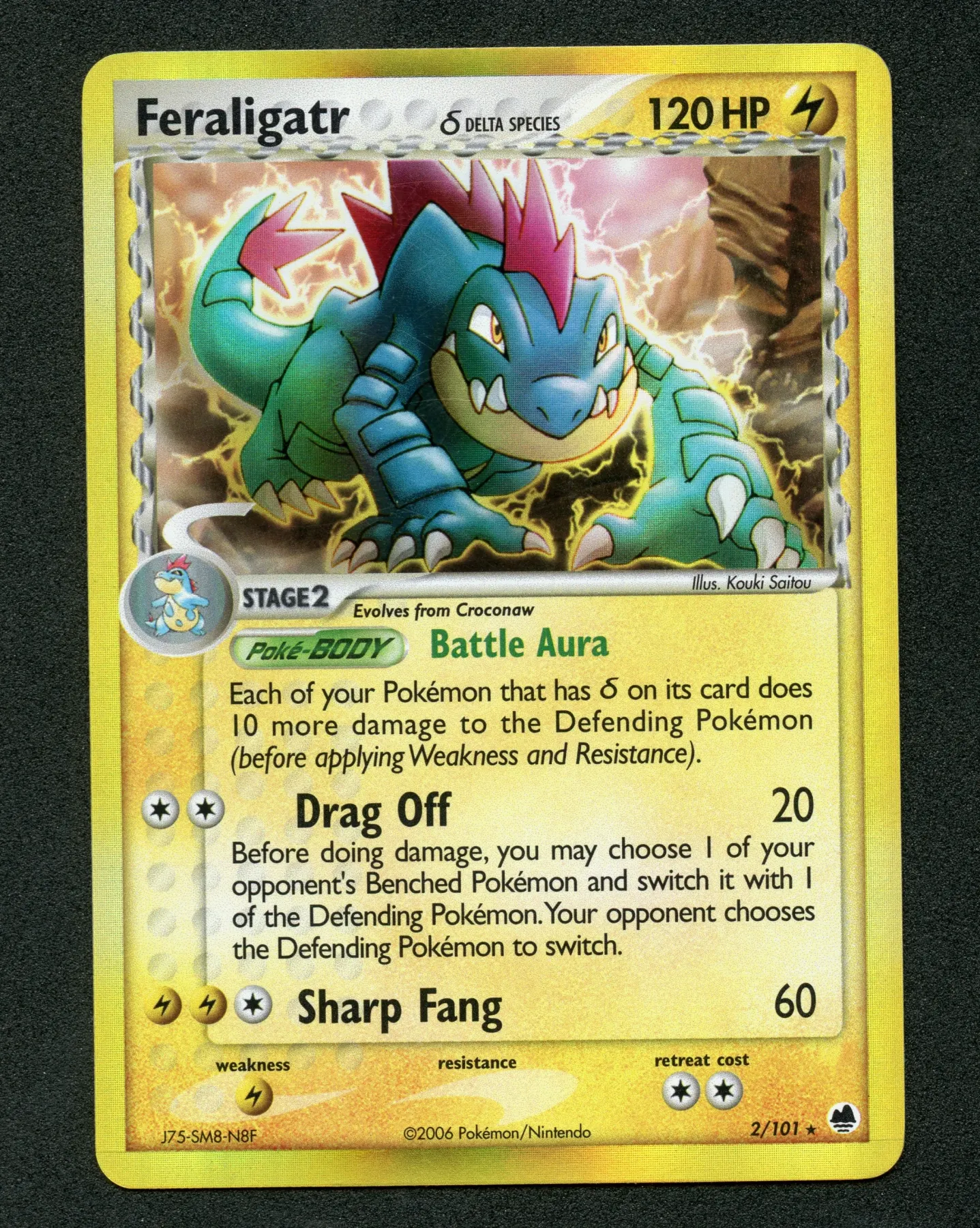 Feraligatr δ 002/101 Dragon Frontiers front card photo in PokeToGrade pregrading report