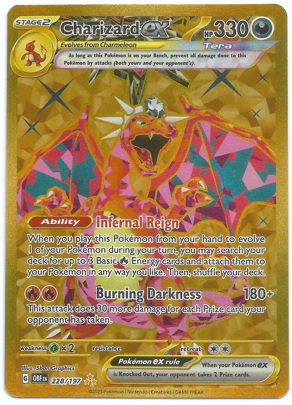 Charizard ex 228/197 Obsidian Flames front card photo in PokeToGrade pregrading report