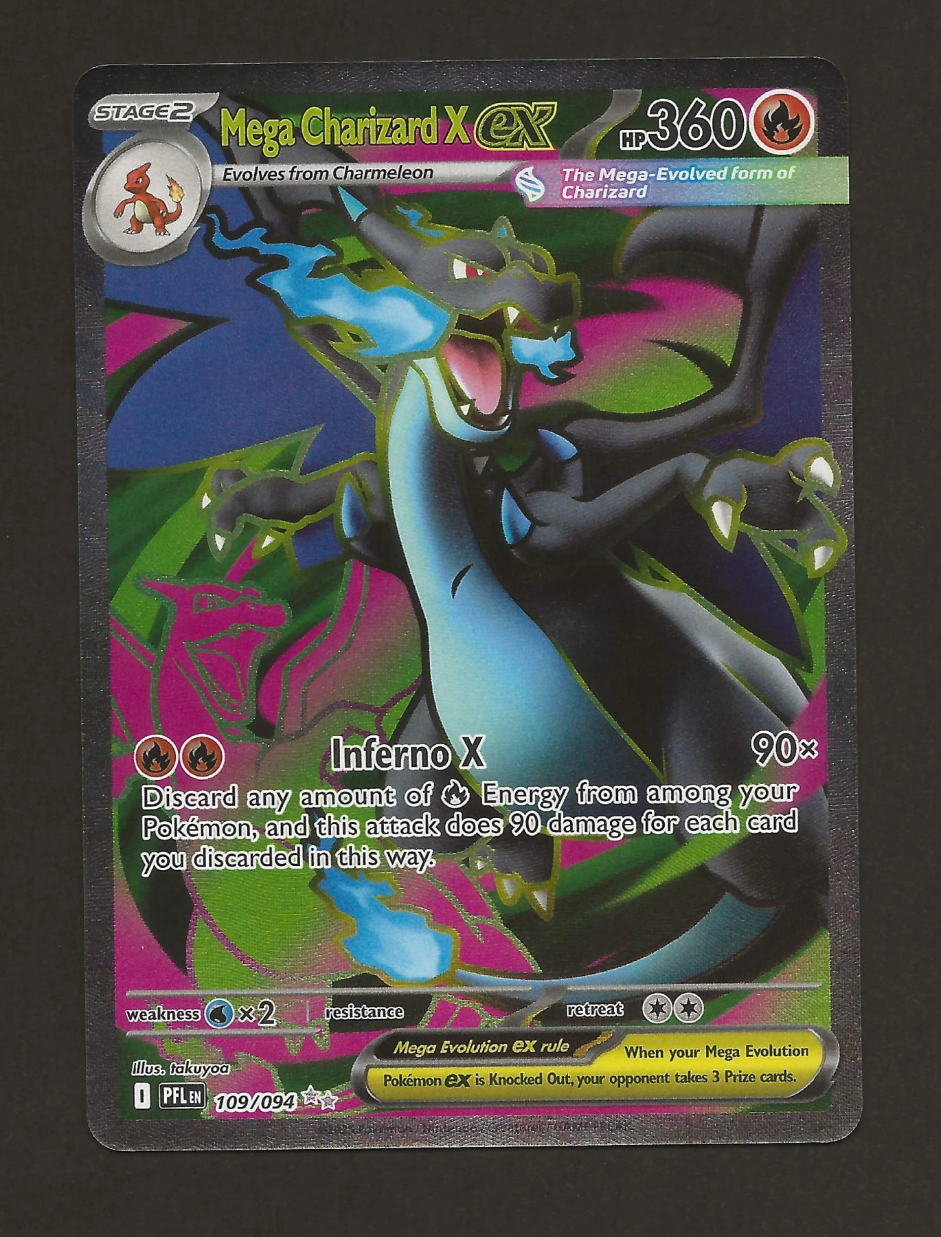 Mega Charizard X ex 109/94 Phantasmal Flames front card photo in PokeToGrade pregrading report