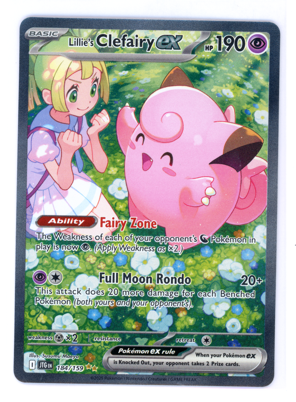 Lillie's Clefairy ex 184/159 Journey Together front card photo in PokeToGrade pregrading report