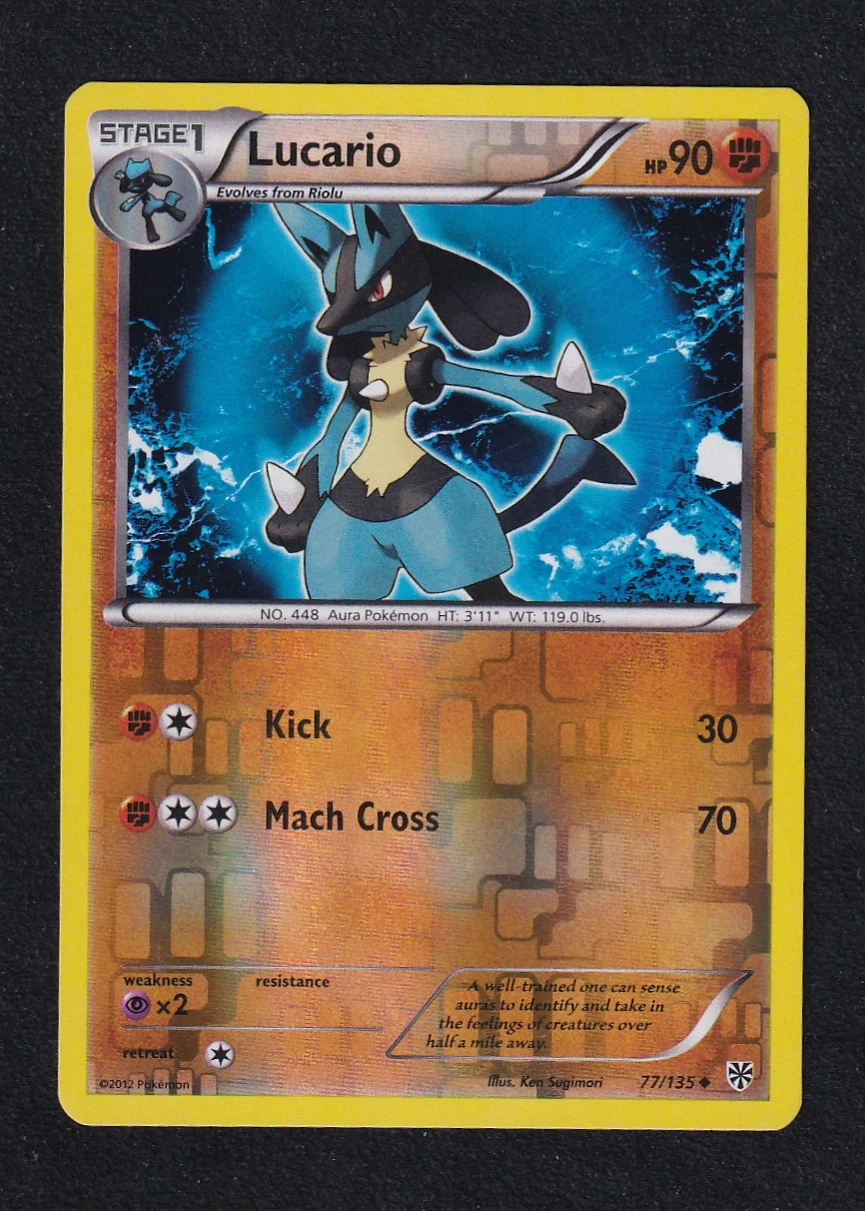 Lucario 077/135 Plasma Storm front card photo in PokeToGrade pregrading report