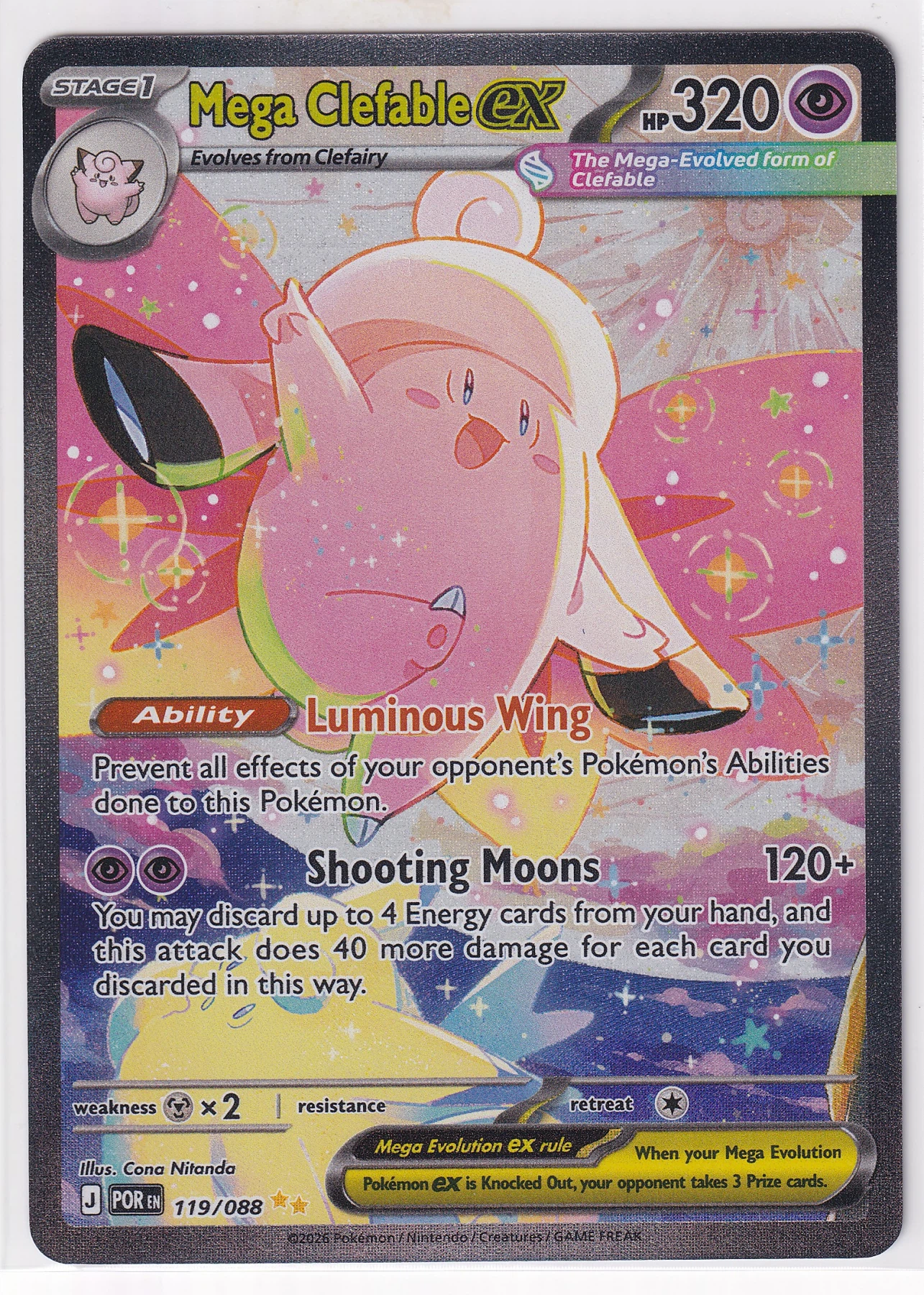 Mega Clefable ex 119/88 Perfect Order front card photo in PokeToGrade pregrading report