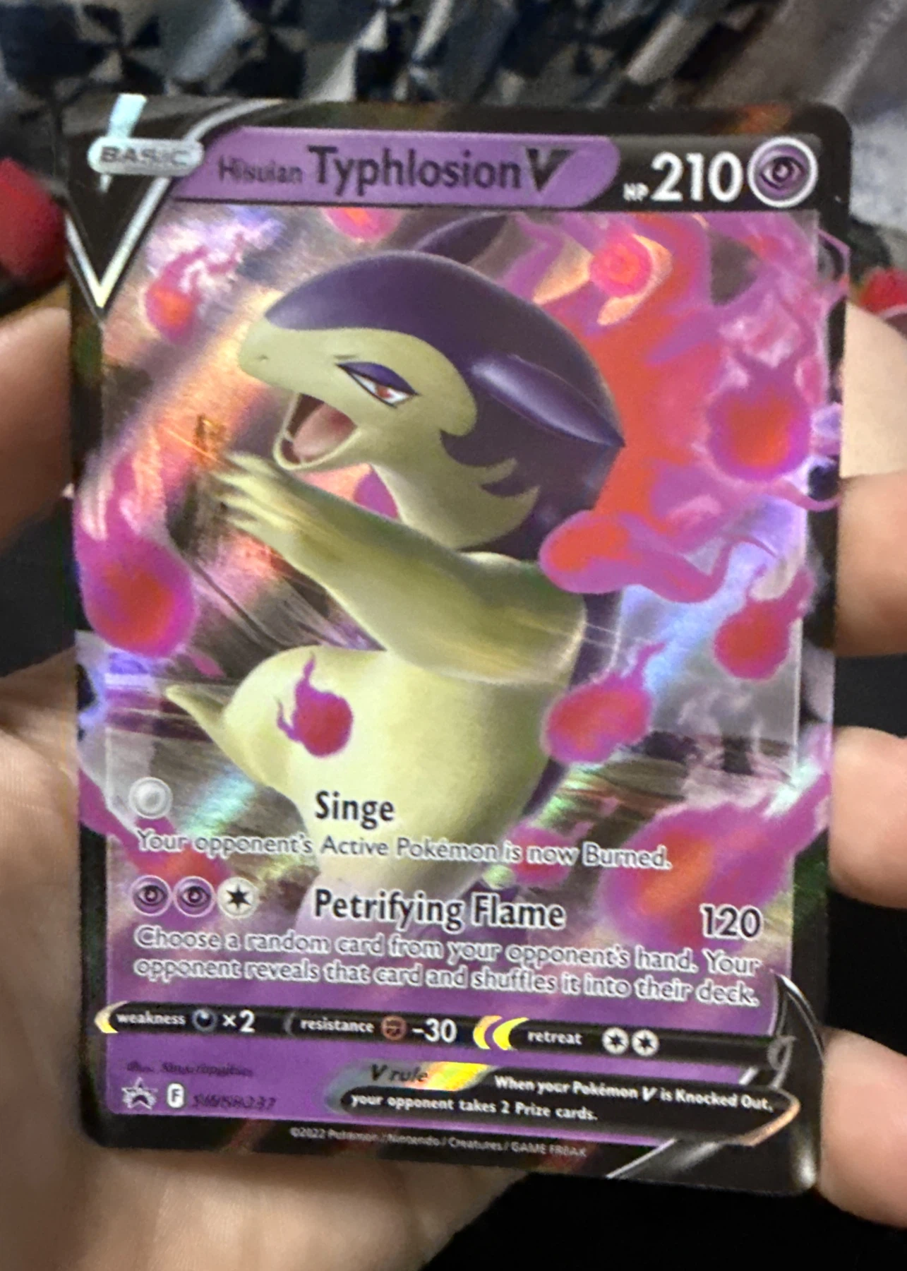 Hisuian Typhlosion V 308 Sword & Shield Promos front card photo in PokeToGrade pregrading report