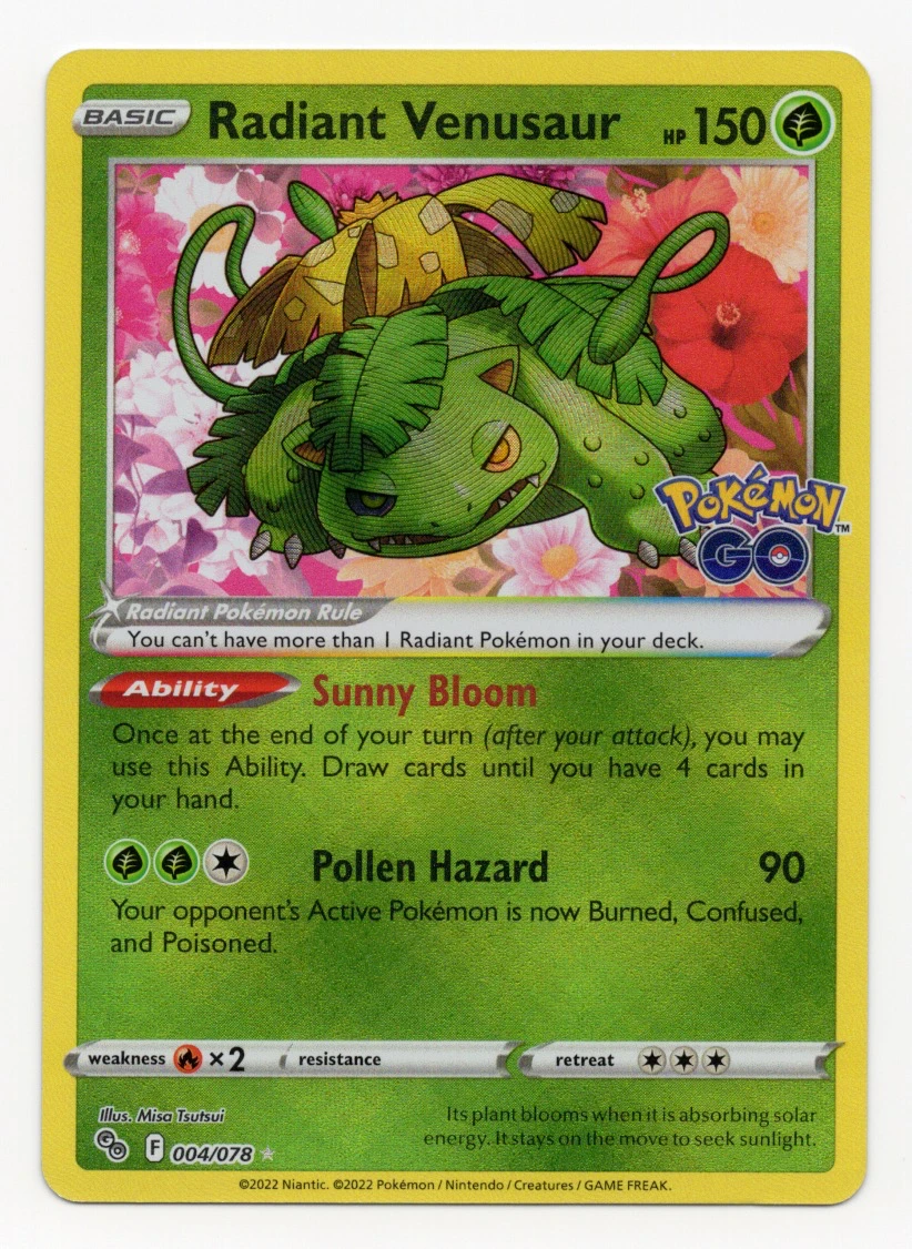 Radiant Venusaur 004/78 Pokémon GO front card photo in PokeToGrade pregrading report