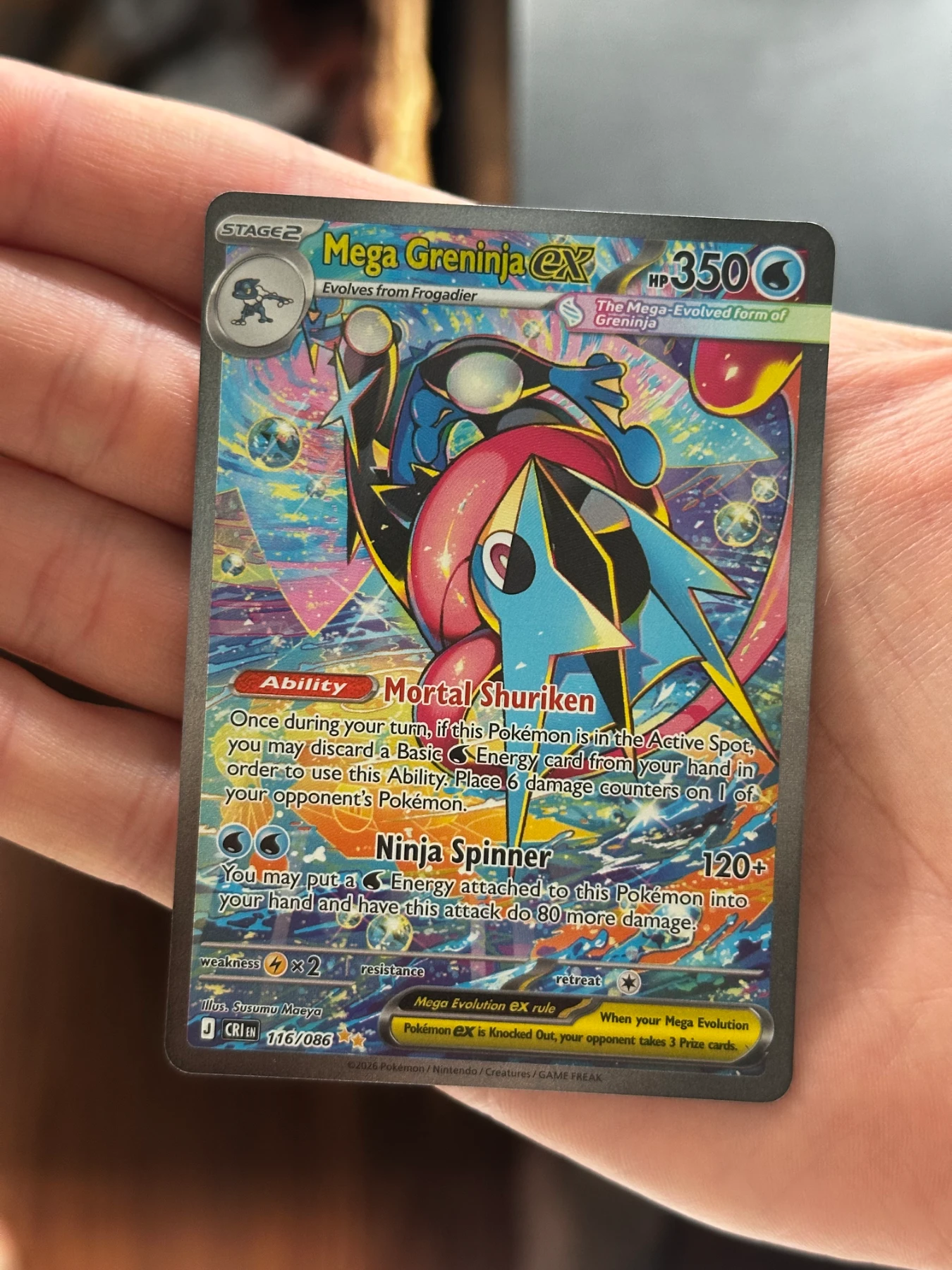 Mega Greninja ex 116/86 Chaos Rising front card photo in PokeToGrade pregrading report