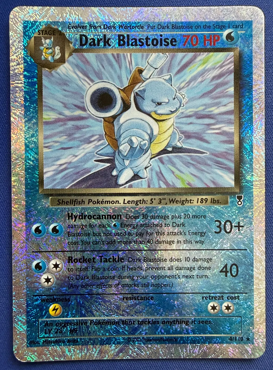 Dark Blastoise 004/110 Legendary Collection front card photo in PokeToGrade pregrading report