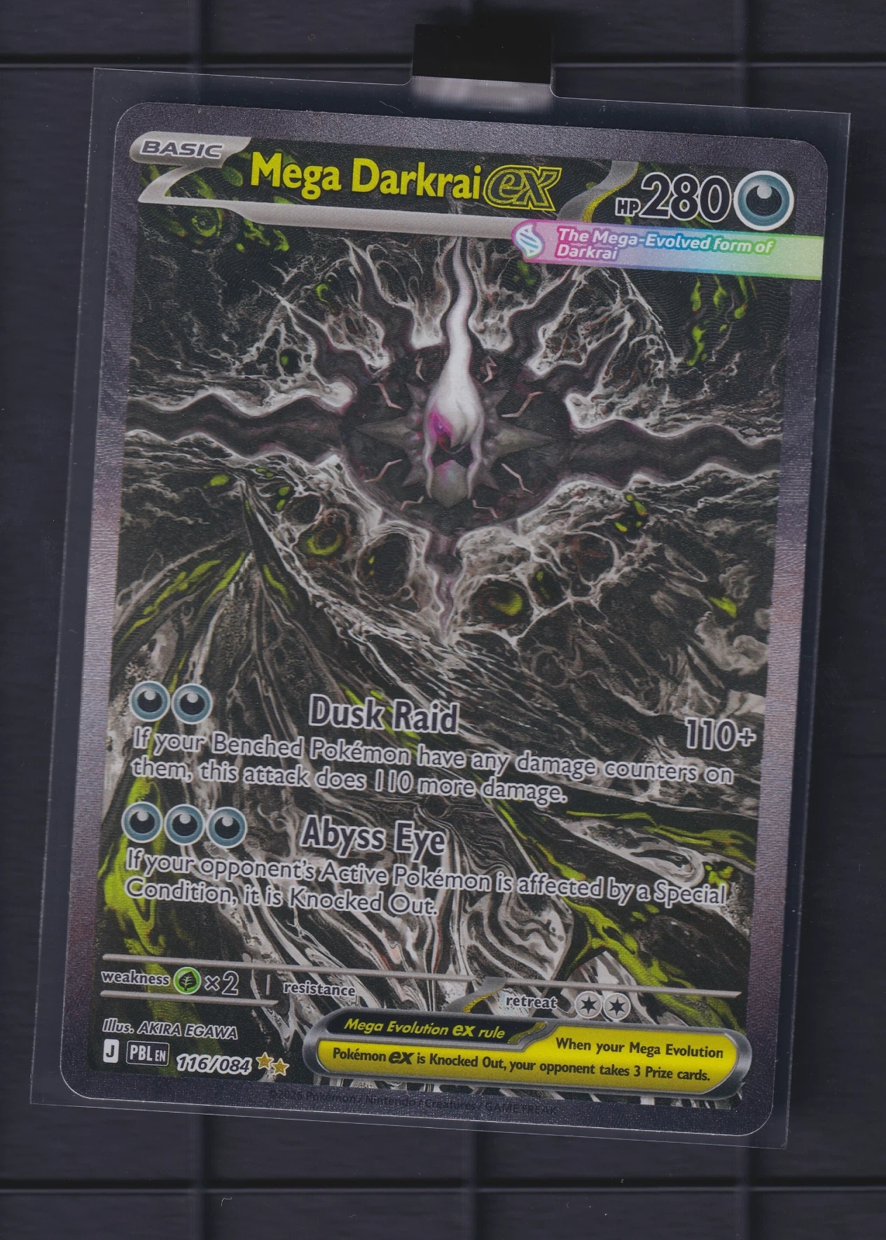 Mega Darkrai ex 116/84 Pitch Black front card photo in PokeToGrade pregrading report