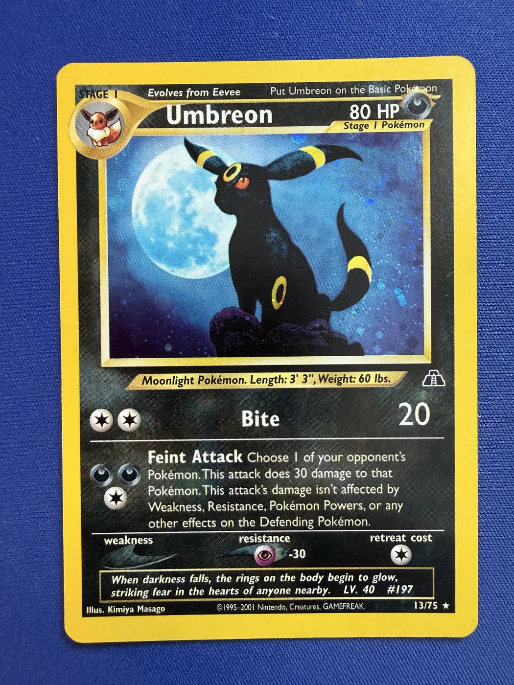 Umbreon 013/75 Neo Discovery front card photo in PokeToGrade pregrading report