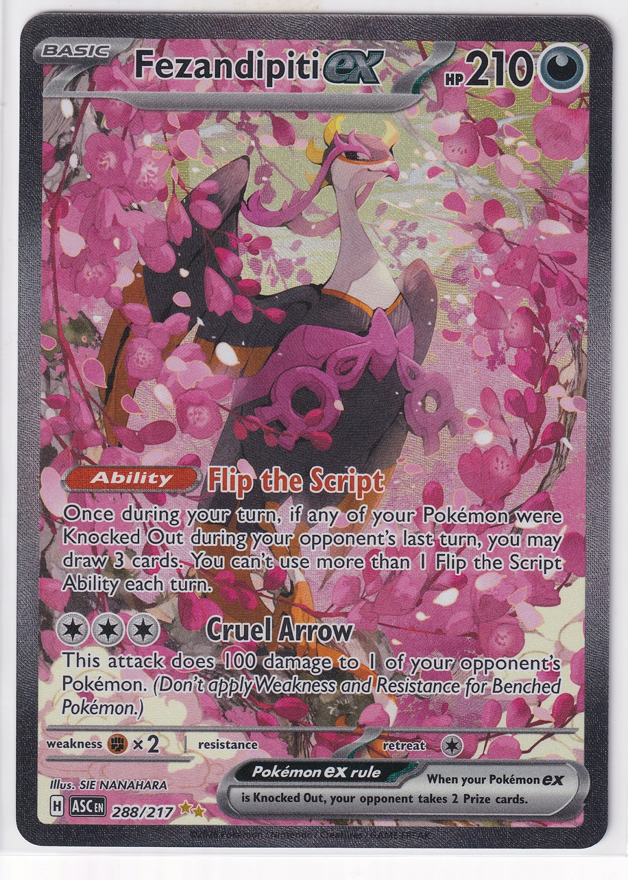 Fezandipiti ex 288/217 Ascended Heroes front card photo in PokeToGrade pregrading report