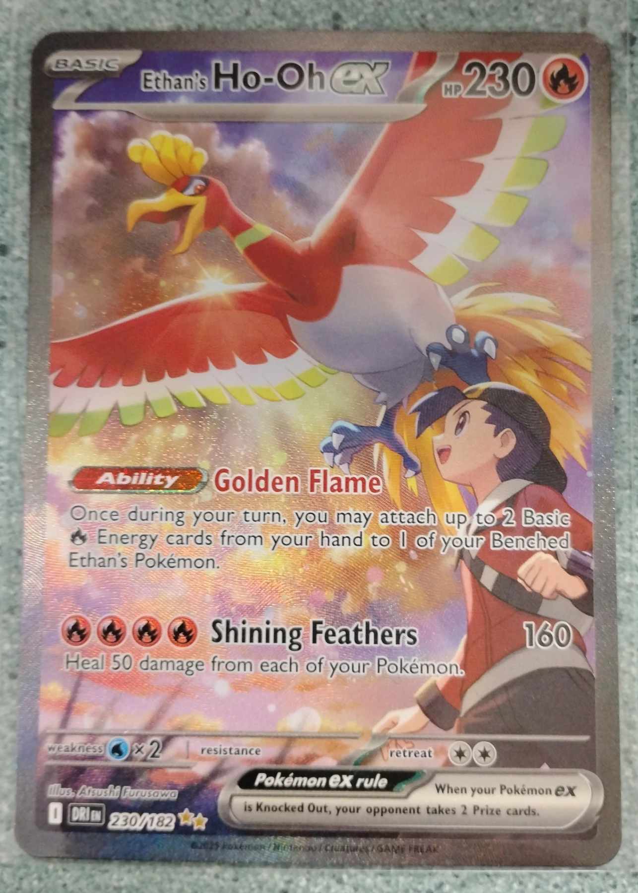 Ethan's Ho-Oh ex 230/182 Destined Rivals front card photo in PokeToGrade pregrading report