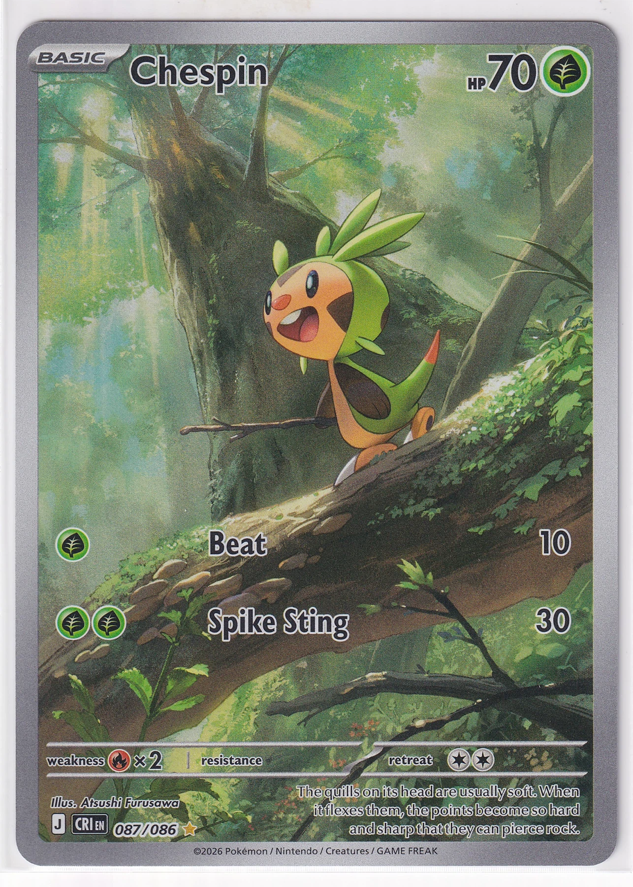 Chespin 087/86 Chaos Rising front card photo in PokeToGrade pregrading report