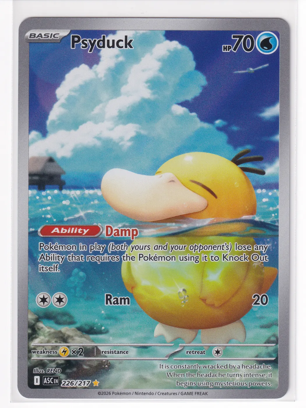 Psyduck 226/217 Ascended Heroes front card photo in PokeToGrade pregrading report