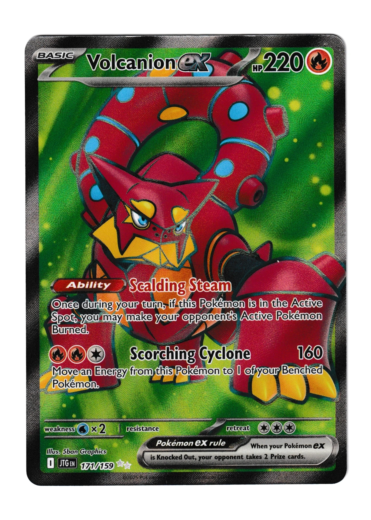 Volcanion ex 171/159 Journey Together front card photo in PokeToGrade pregrading report