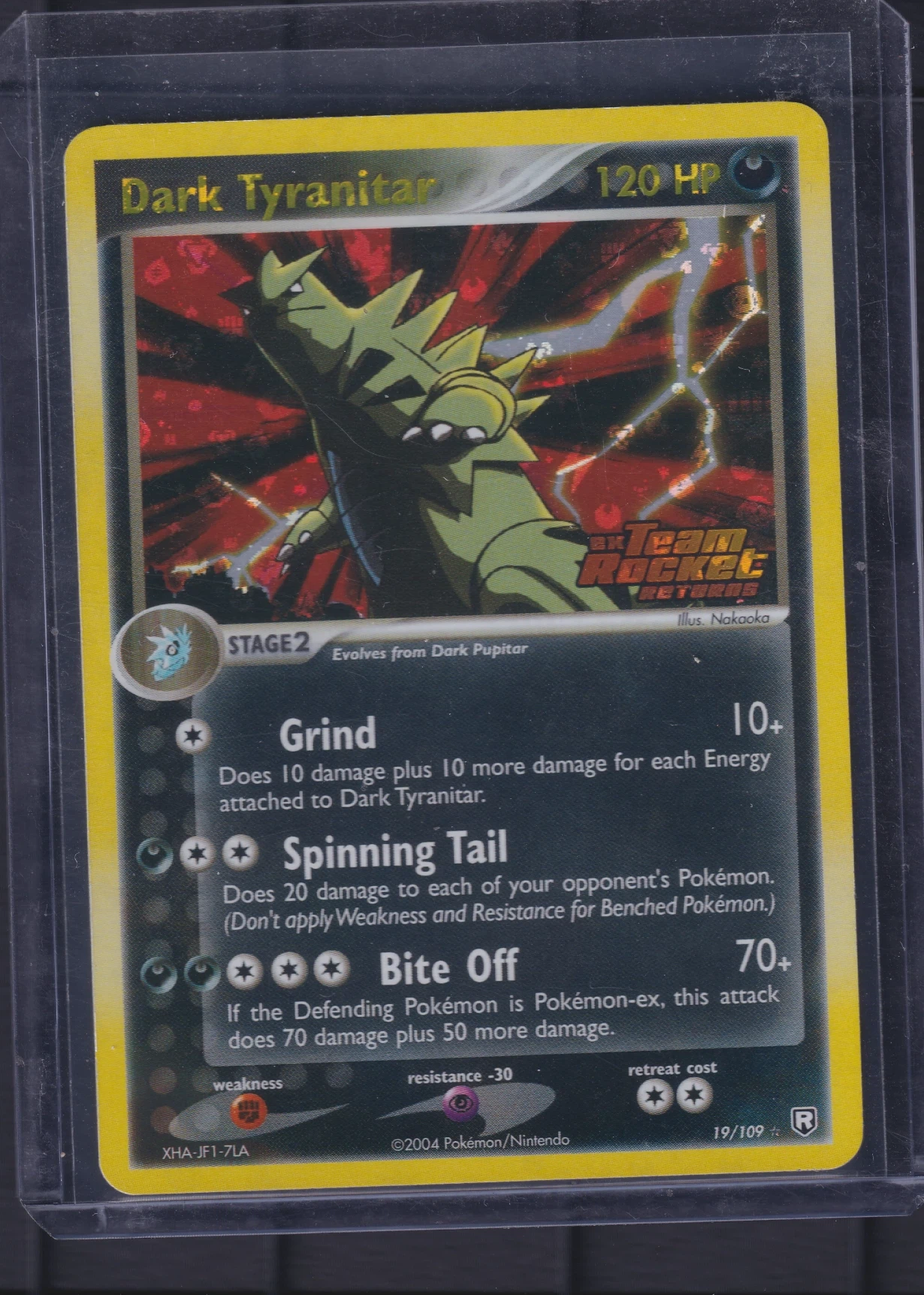 Dark Tyranitar 019/109 Team Rocket Returns front card photo in PokeToGrade pregrading report
