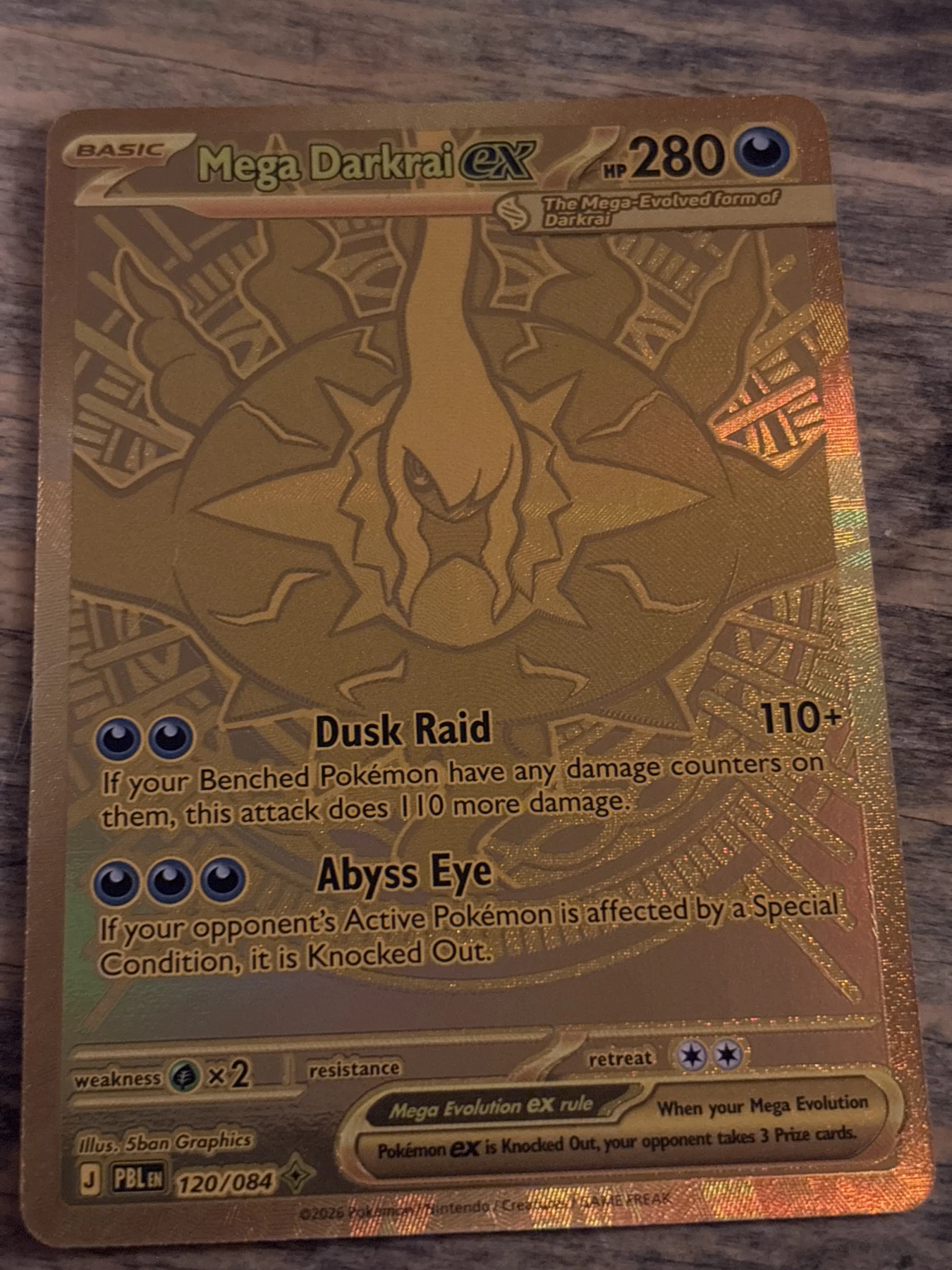 Mega Darkrai ex 120/84 Pitch Black front card photo in PokeToGrade pregrading report
