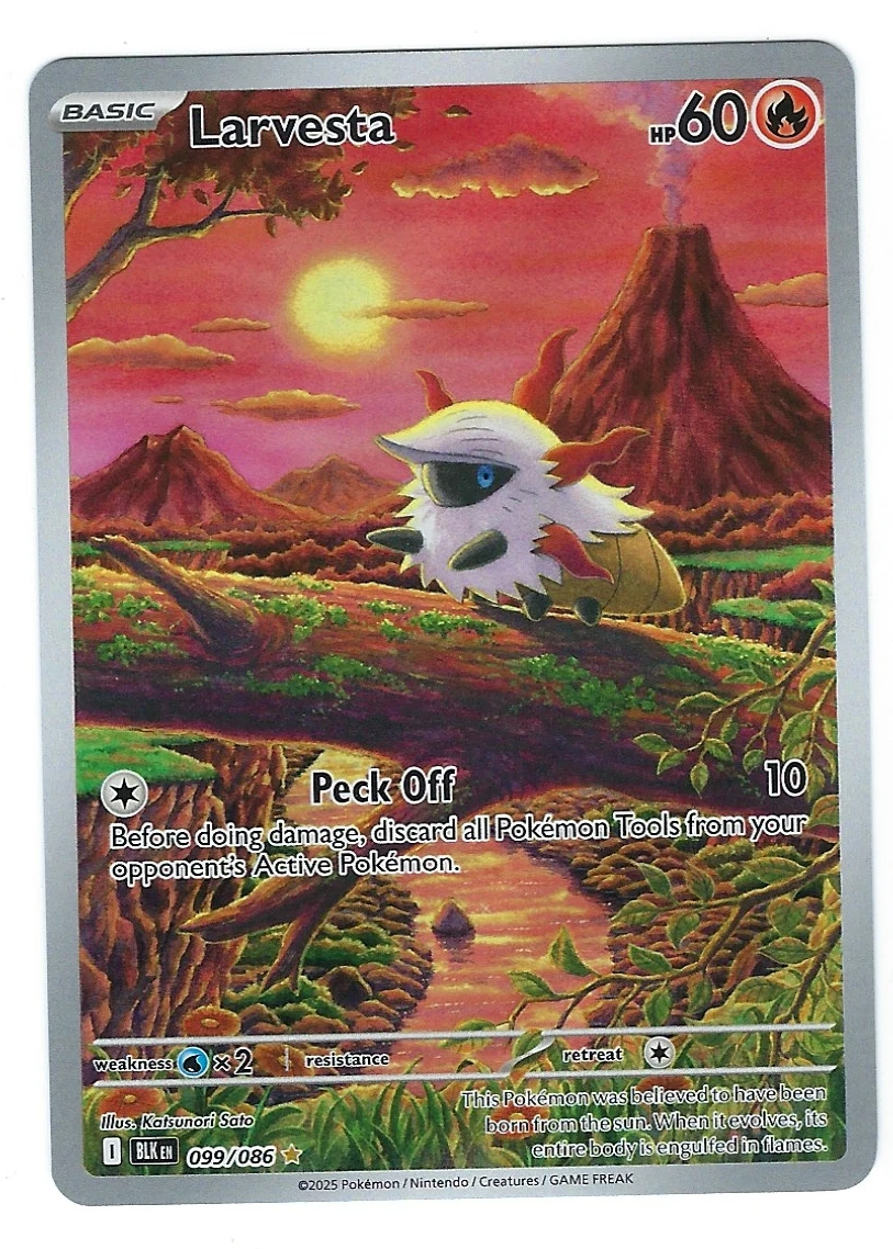 Larvesta 099/86 Black Bolt front card photo in PokeToGrade pregrading report
