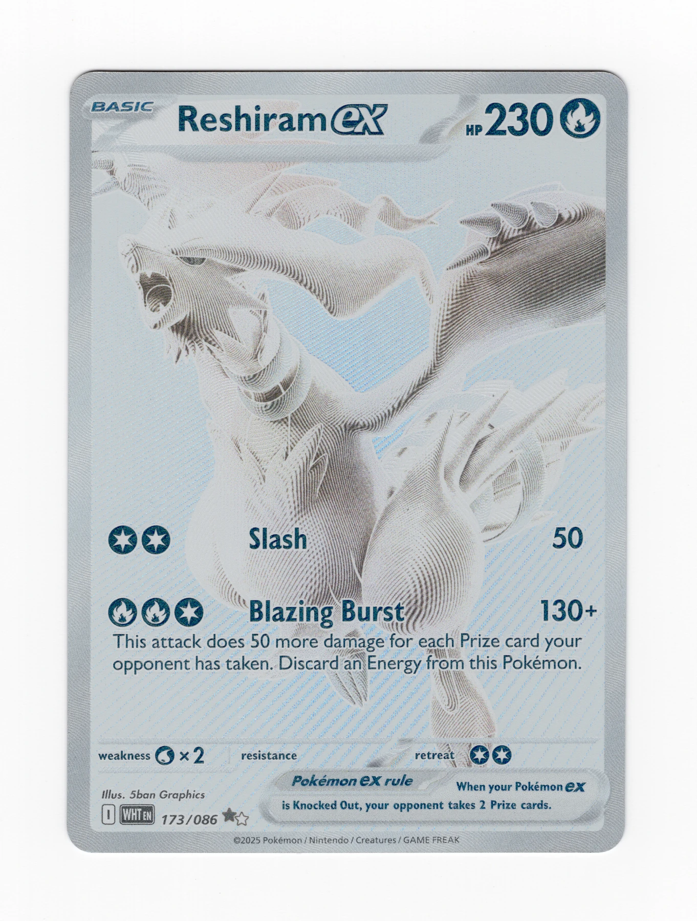 Reshiram ex 173/86 White Flare front card photo in PokeToGrade pregrading report