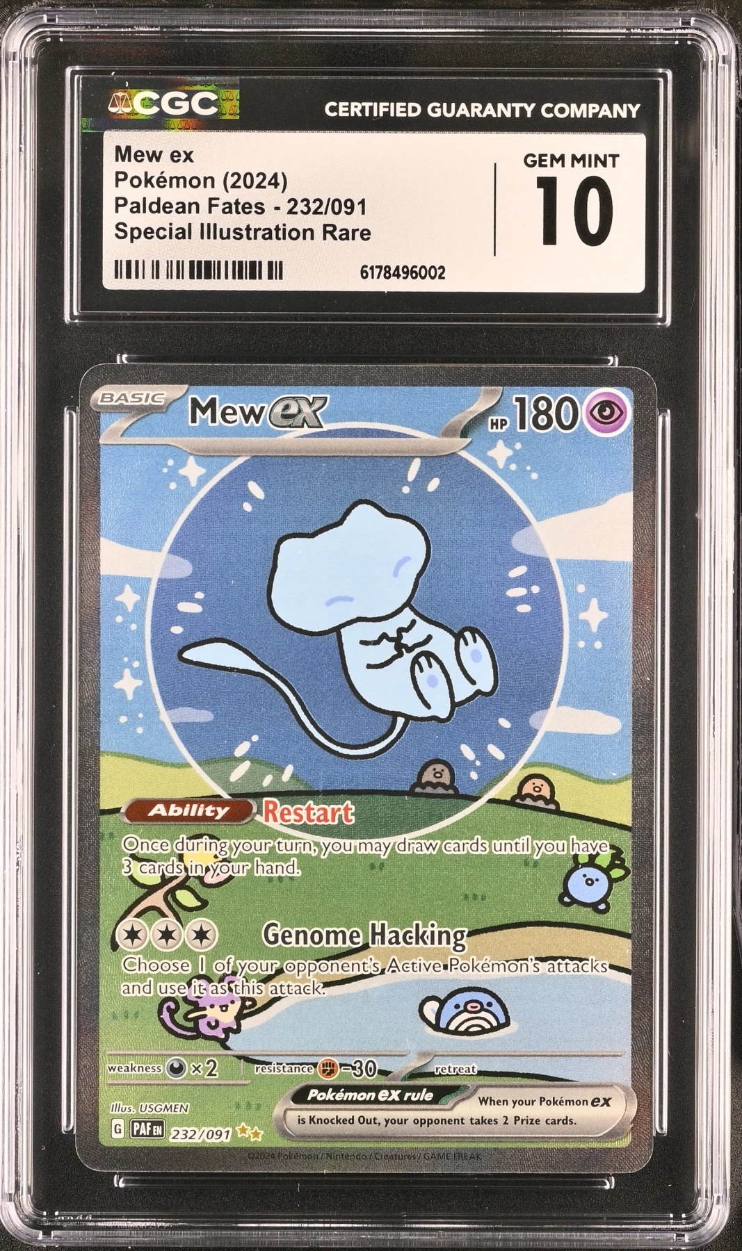 Mew ex 232/91 Paldean Fates front card photo in PokeToGrade pregrading report