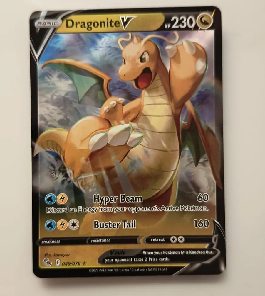 Dragonite V 049/78 Pokémon GO front card photo in PokeToGrade pregrading report