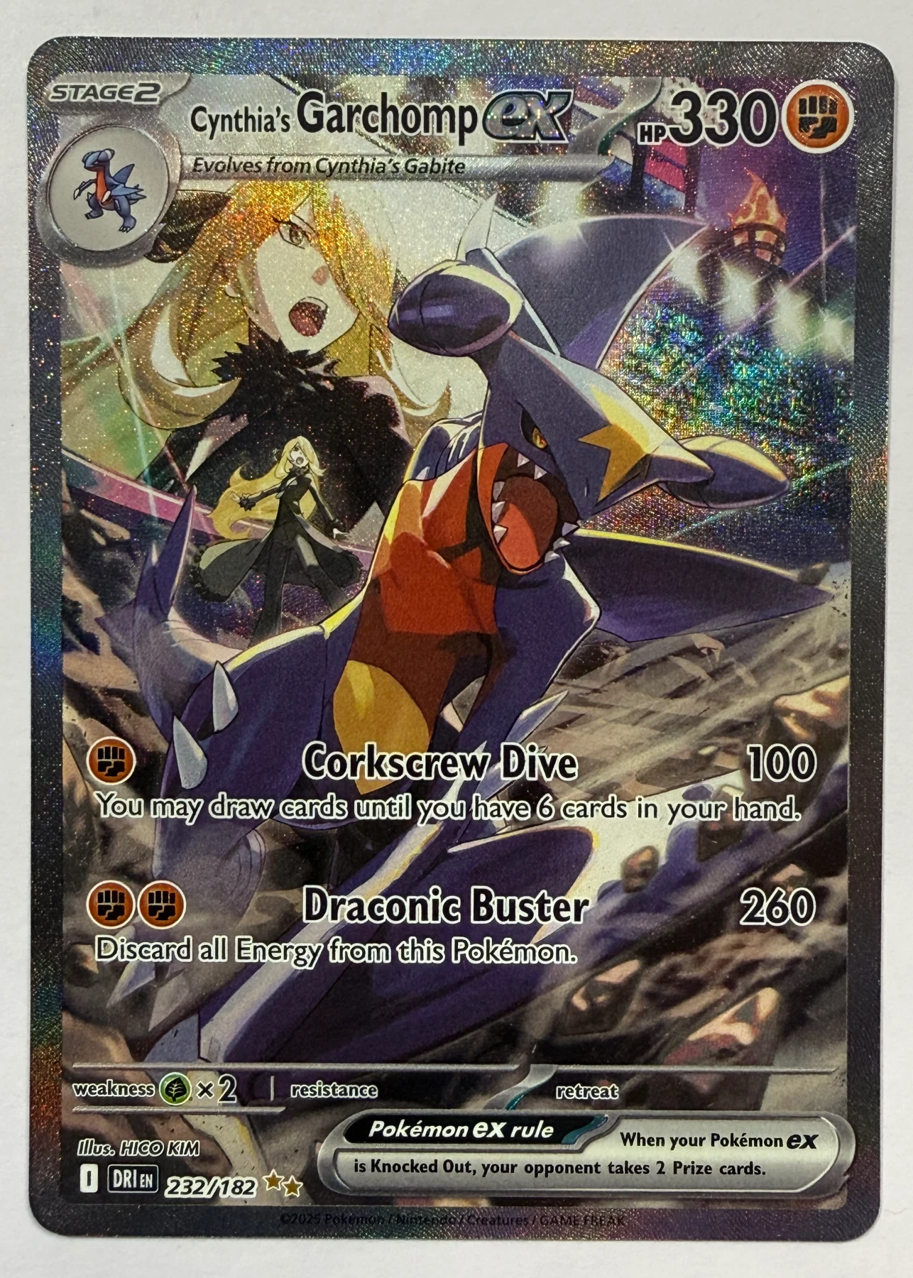 Cynthia's Garchomp ex 232/182 Destined Rivals front card photo in PokeToGrade pregrading report