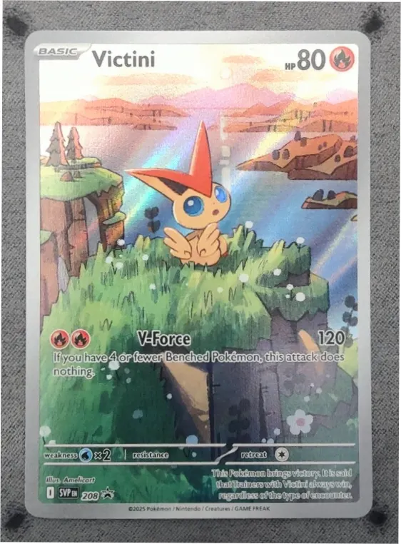 Victini 208/225 SVP Black Star Promos front card photo in PokeToGrade pregrading report