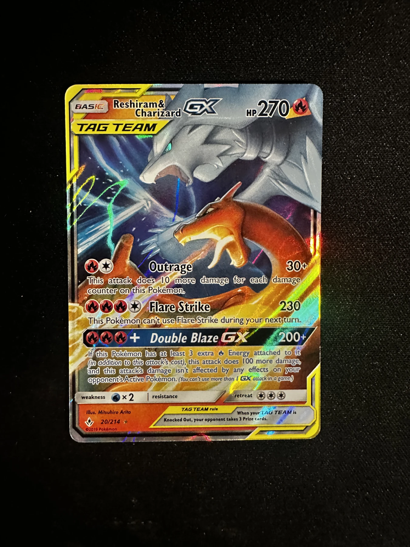 Reshiram & Charizard GX 020/214 Unbroken Bonds front card photo in PokeToGrade pregrading report