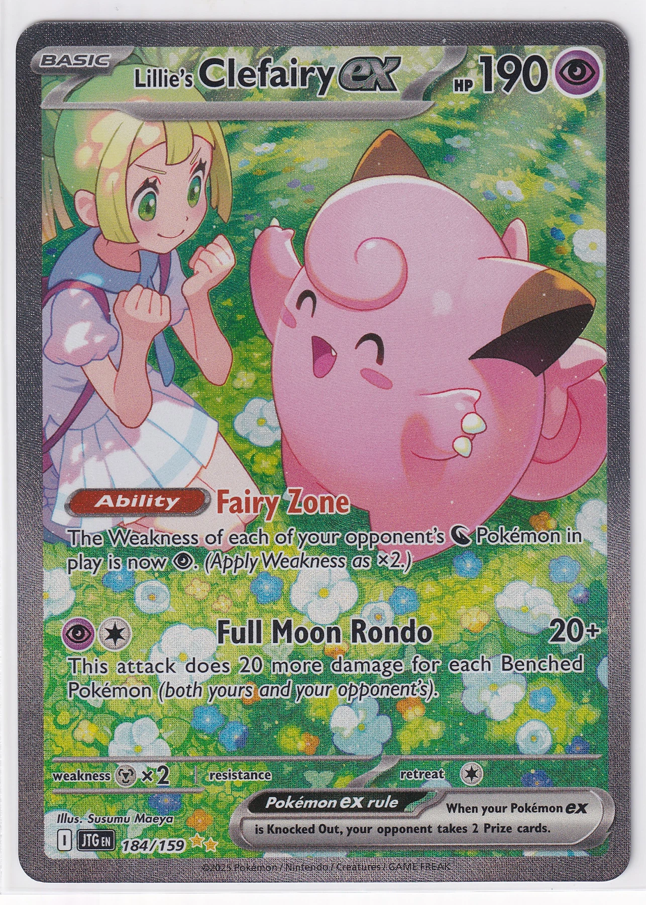 Lillie's Clefairy ex 184/159 Journey Together front card photo in PokeToGrade pregrading report