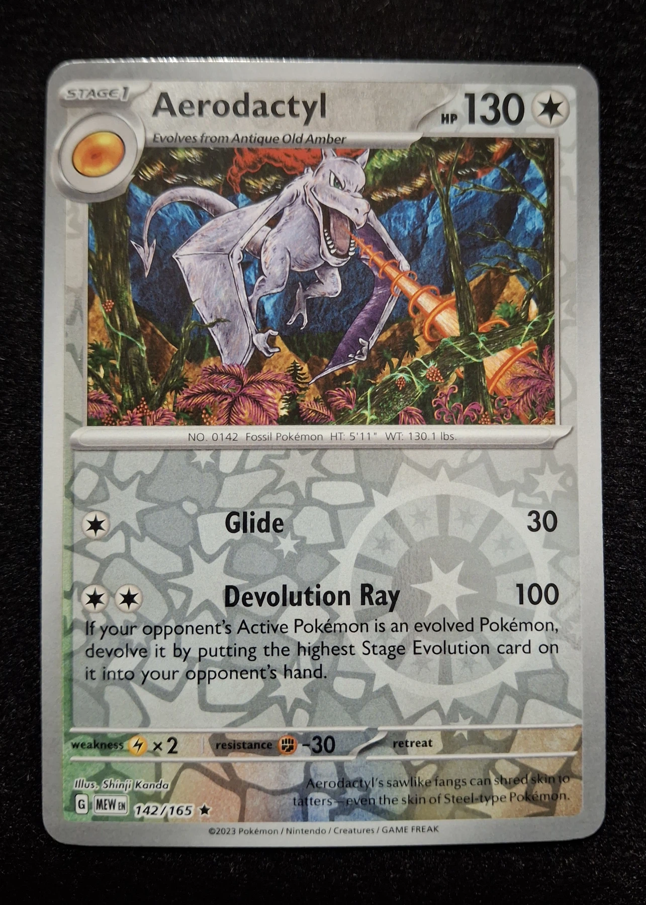 Aerodactyl 142/165 151 front card photo in PokeToGrade pregrading report