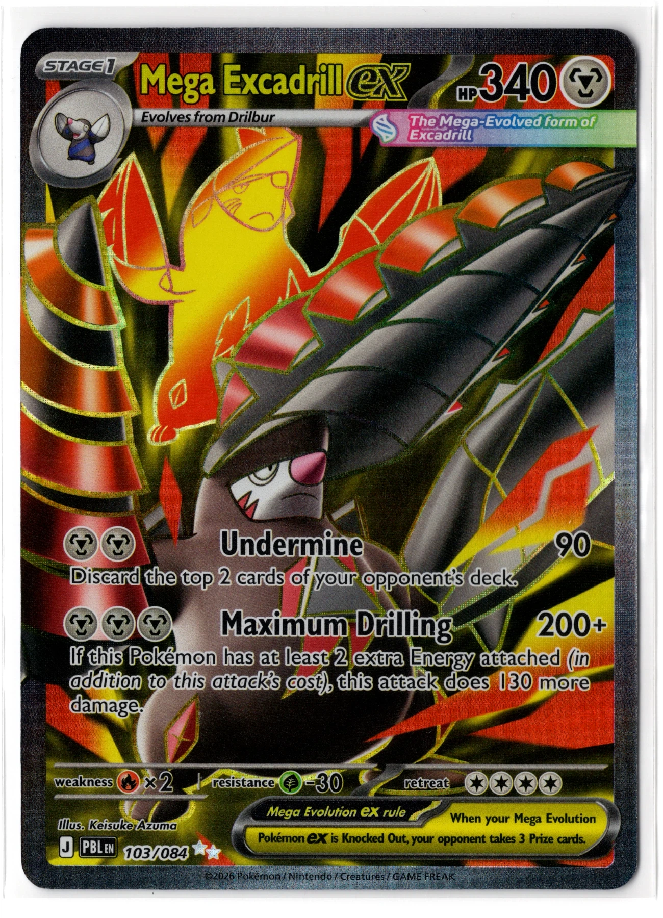Mega Excadrill ex 103/84 Pitch Black front card photo in PokeToGrade pregrading report