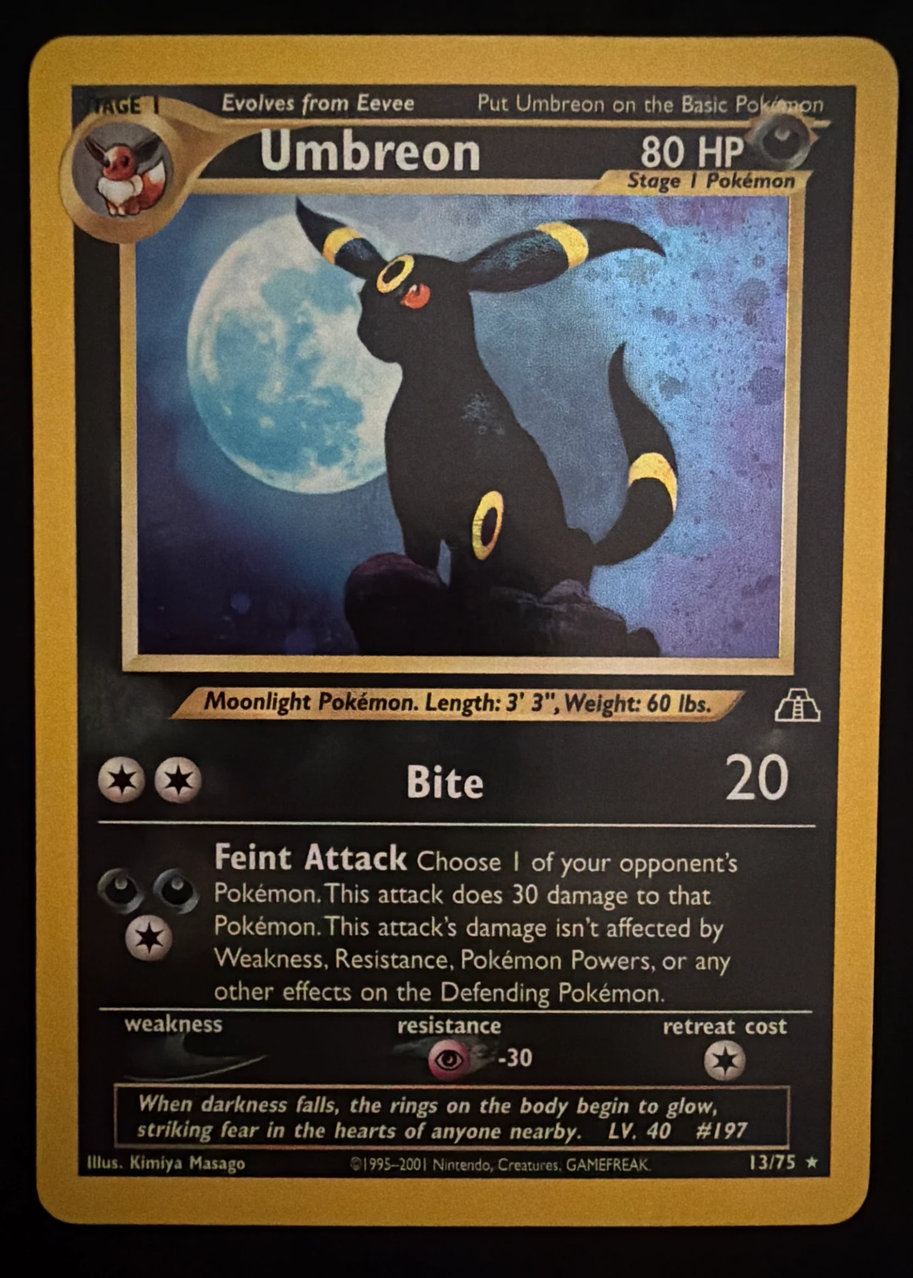 Umbreon 013/75 Neo Discovery front card photo in PokeToGrade pregrading report