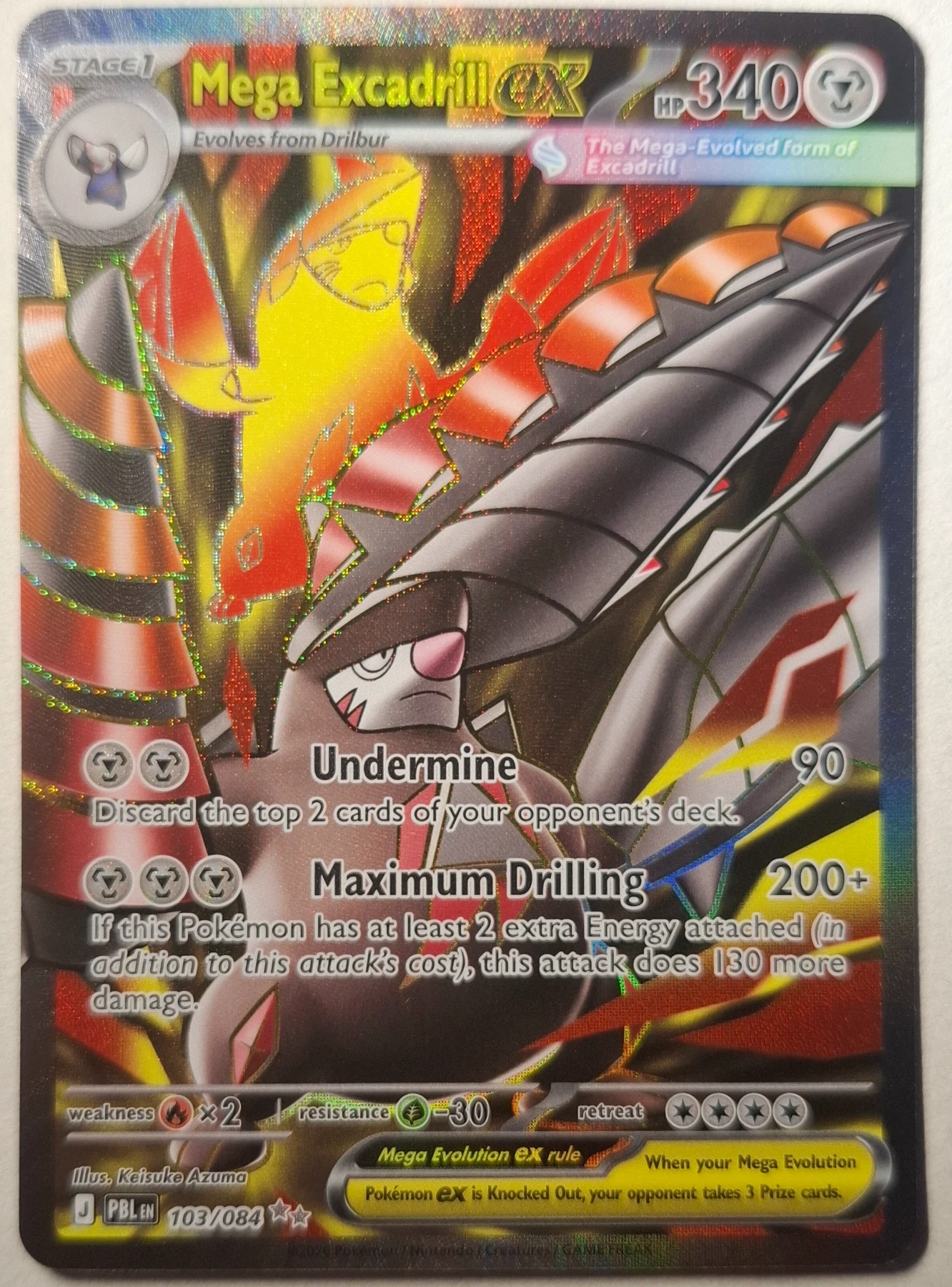 Mega Excadrill ex 103/84 Pitch Black front card photo in PokeToGrade pregrading report