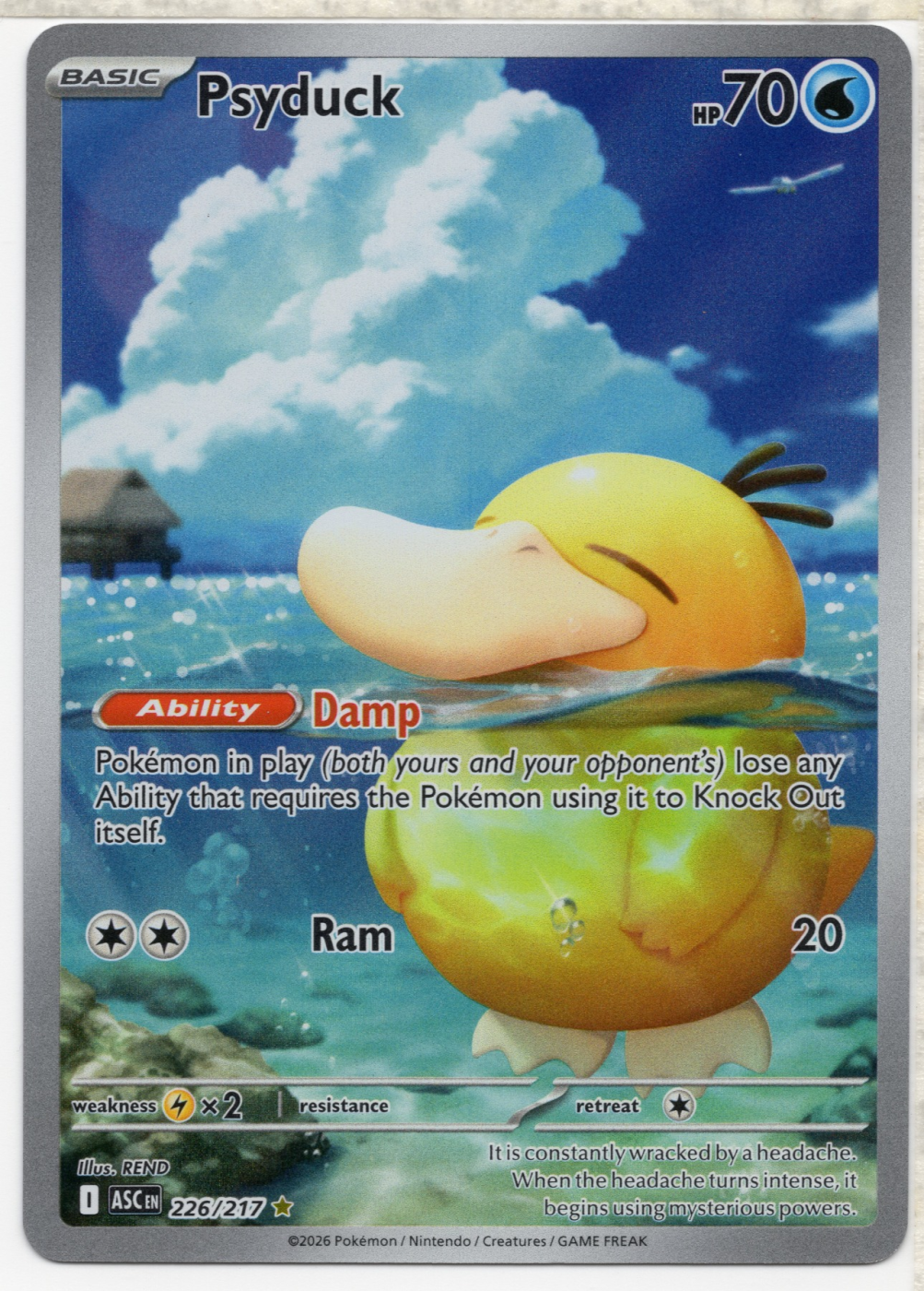 Psyduck 226/217 Ascended Heroes front card photo in PokeToGrade pregrading report