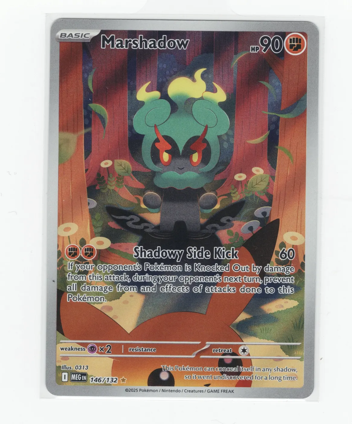 Marshadow 146/132 Mega Evolution front card photo in PokeToGrade pregrading report