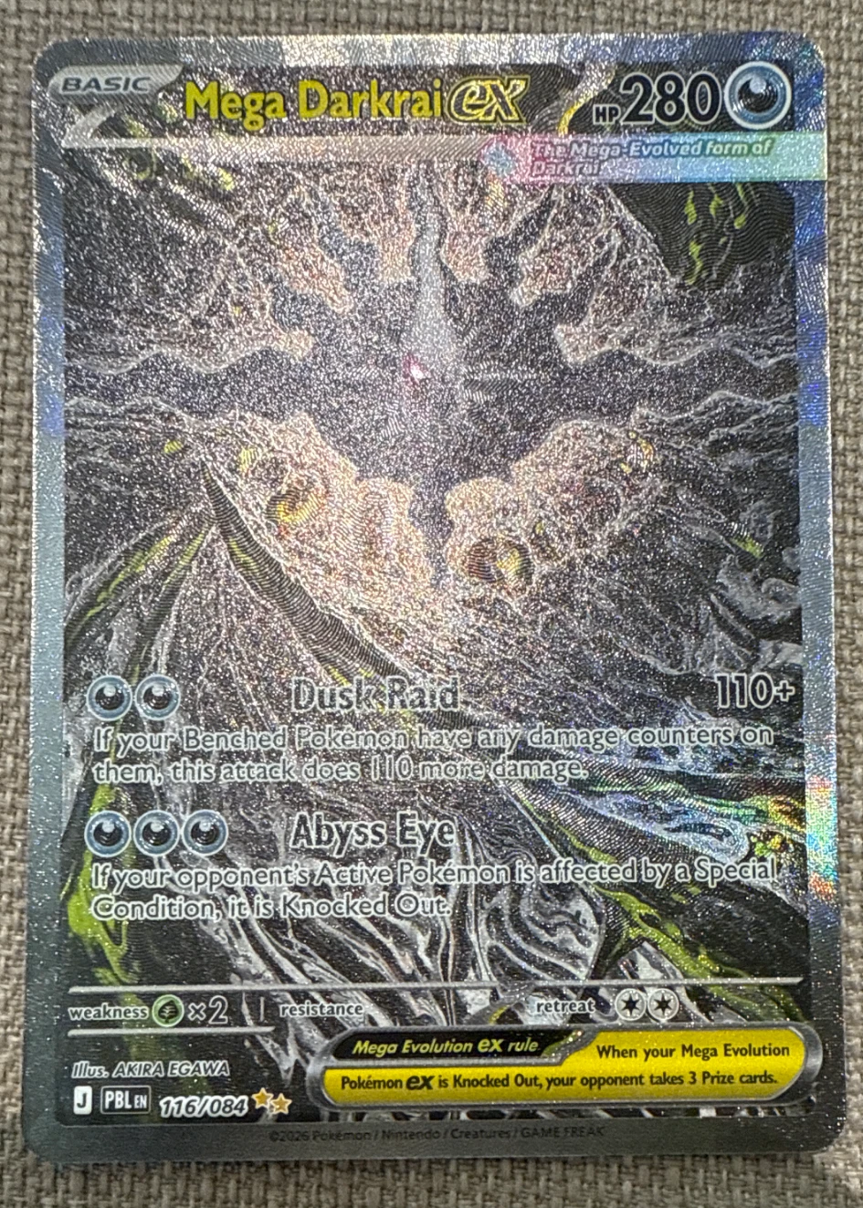 Mega Darkrai ex 116/84 Pitch Black front card photo in PokeToGrade pregrading report