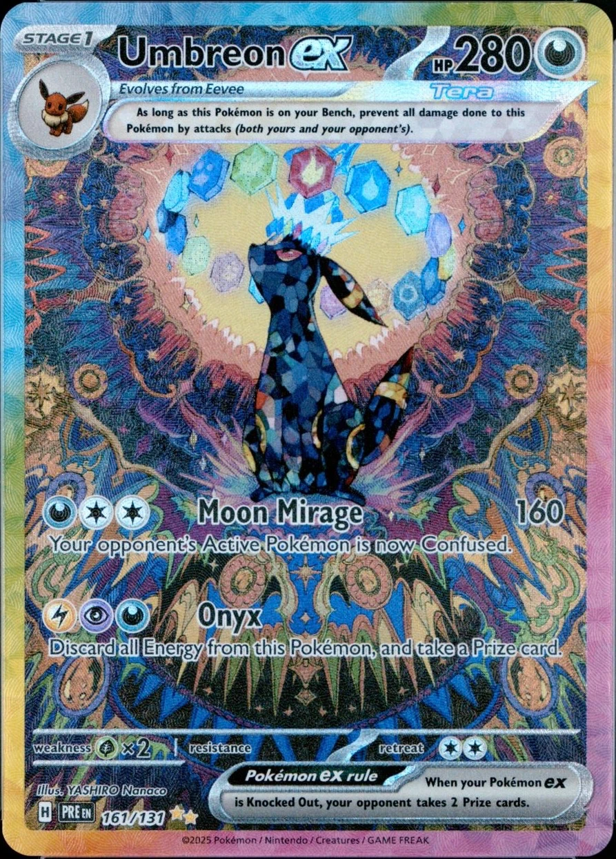 Umbreon ex 161/131 Prismatic Evolutions front card photo in PokeToGrade pregrading report