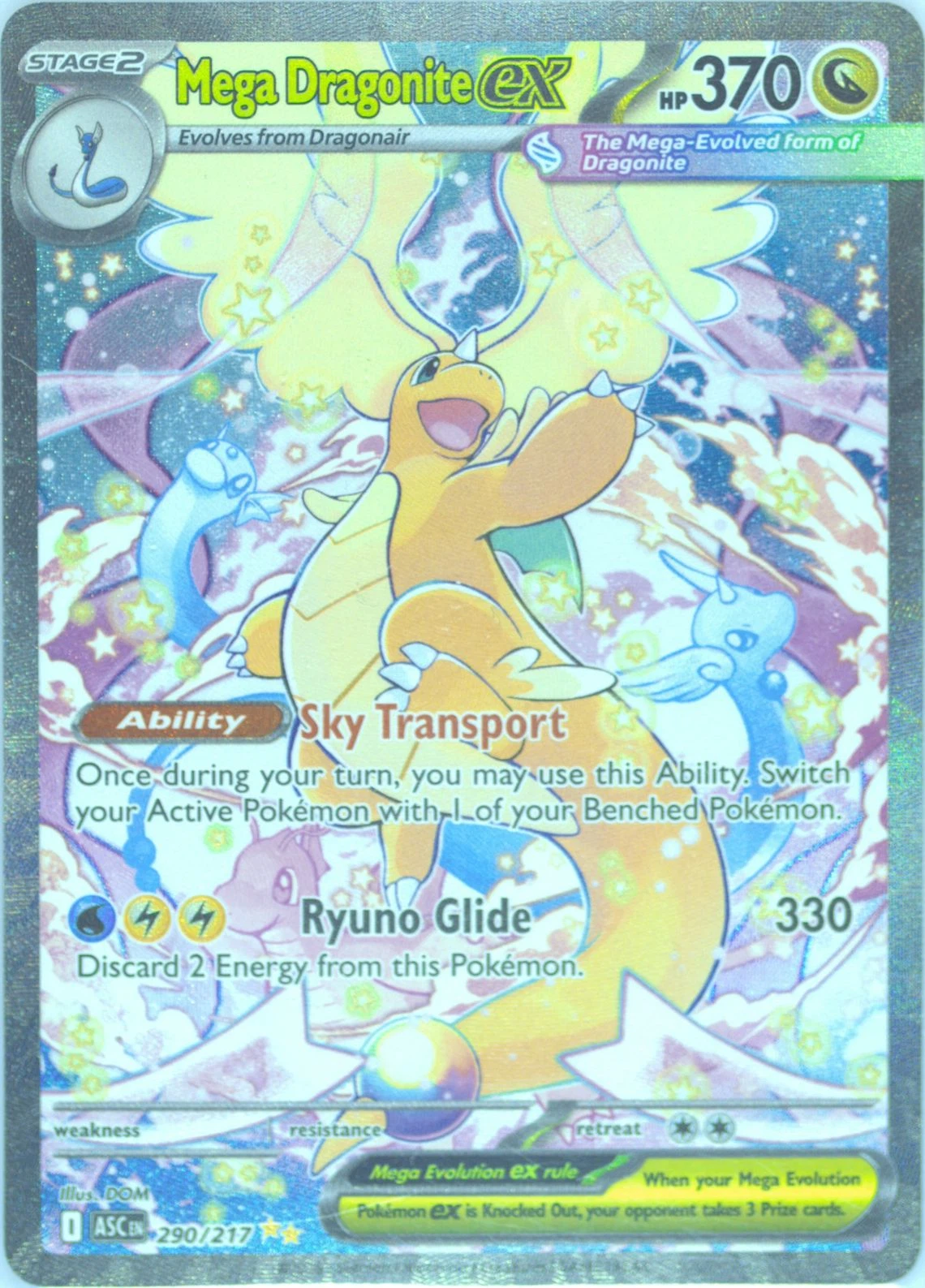 Mega Dragonite ex 290/217 Ascended Heroes front card photo in PokeToGrade pregrading report