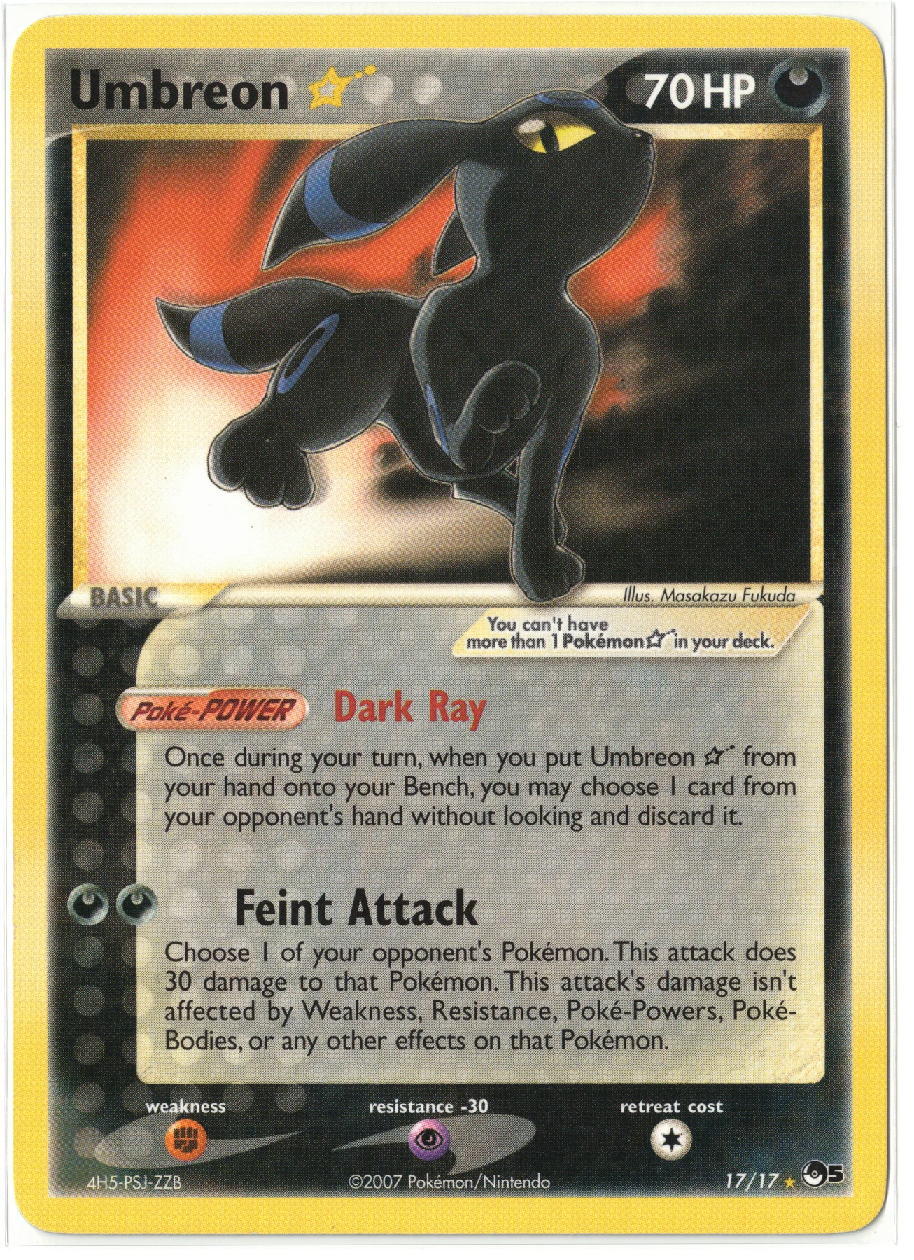 Umbreon ★ 017/17 POP Series 5 front card photo in PokeToGrade pregrading report