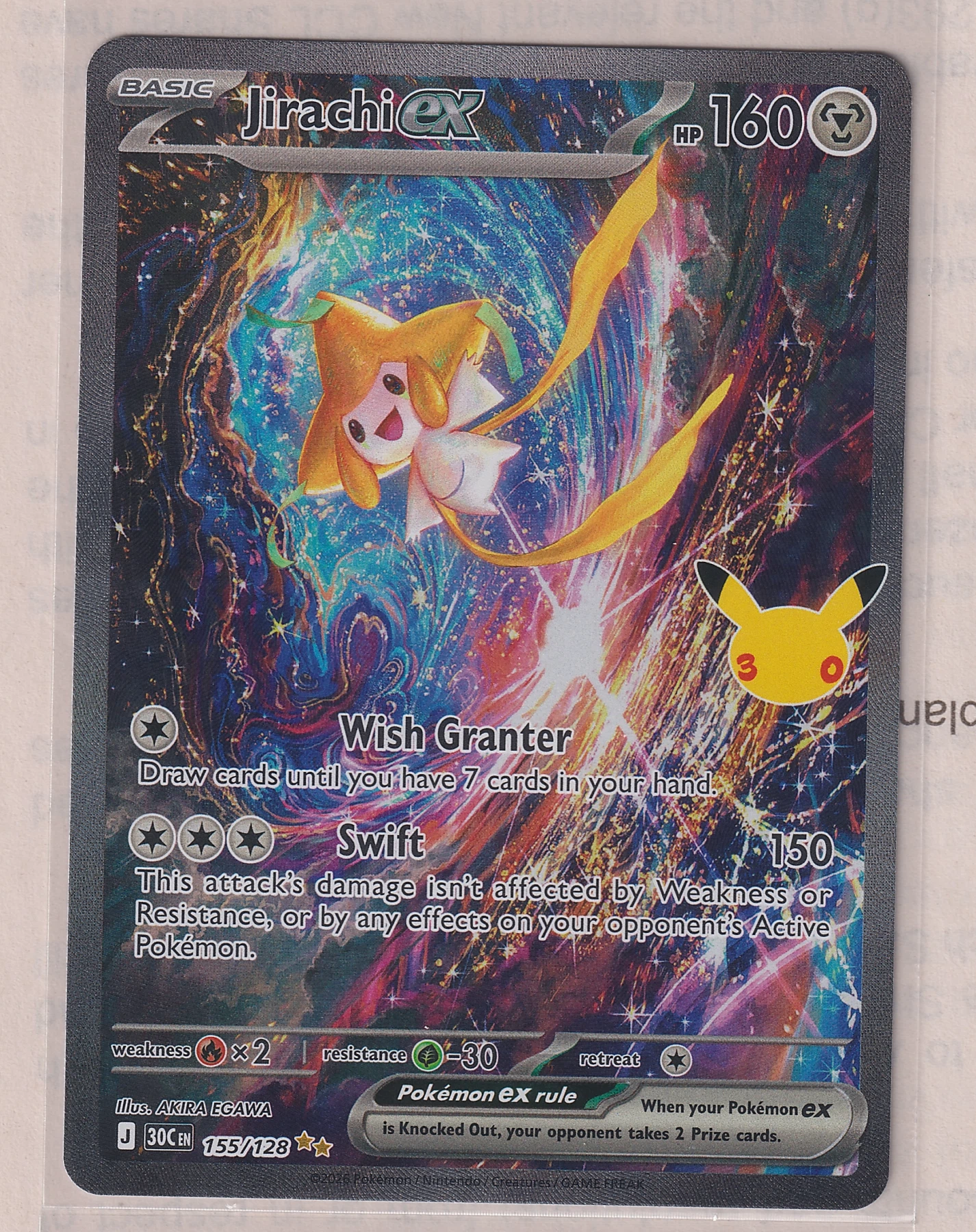 Jirachi ex 155/128 30th Celebration front card photo in PokeToGrade pregrading report