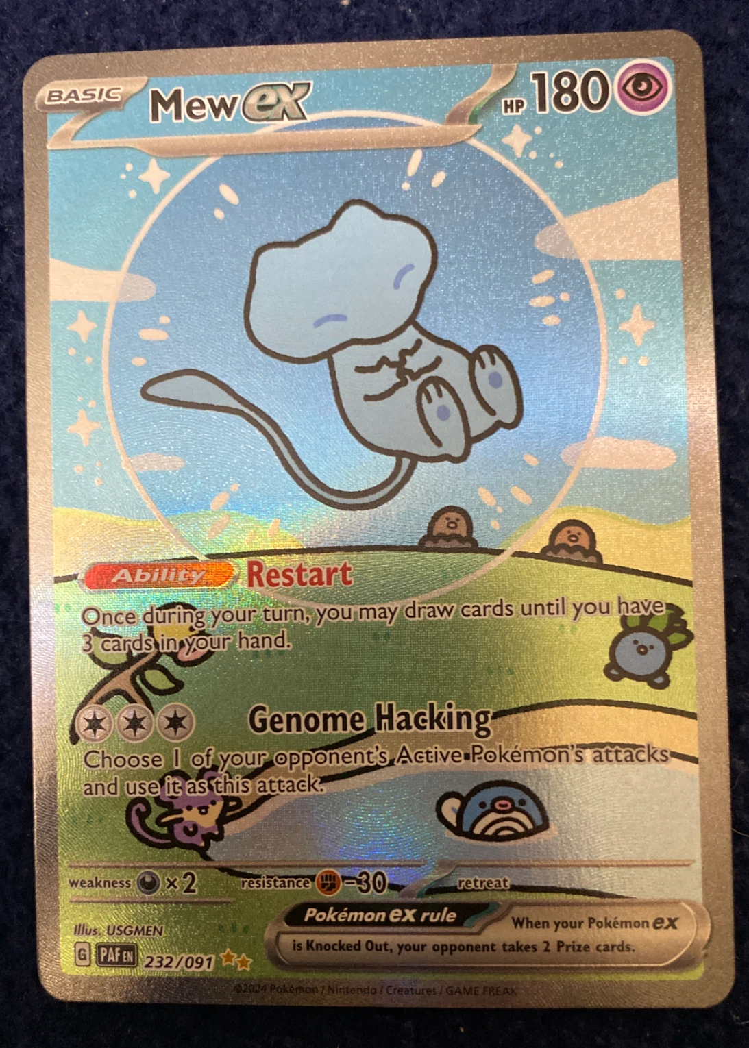 Mew ex 232/91 Paldean Fates front card photo in PokeToGrade pregrading report