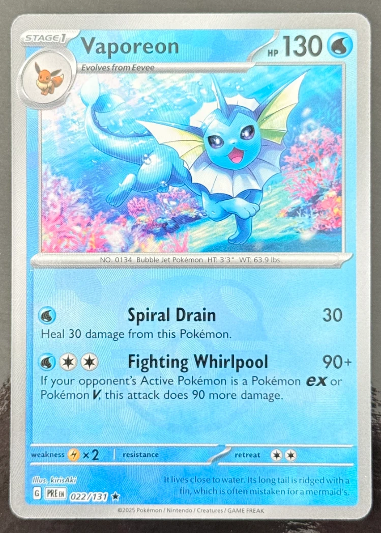 Vaporeon 134/165 151 front card photo in PokeToGrade pregrading report