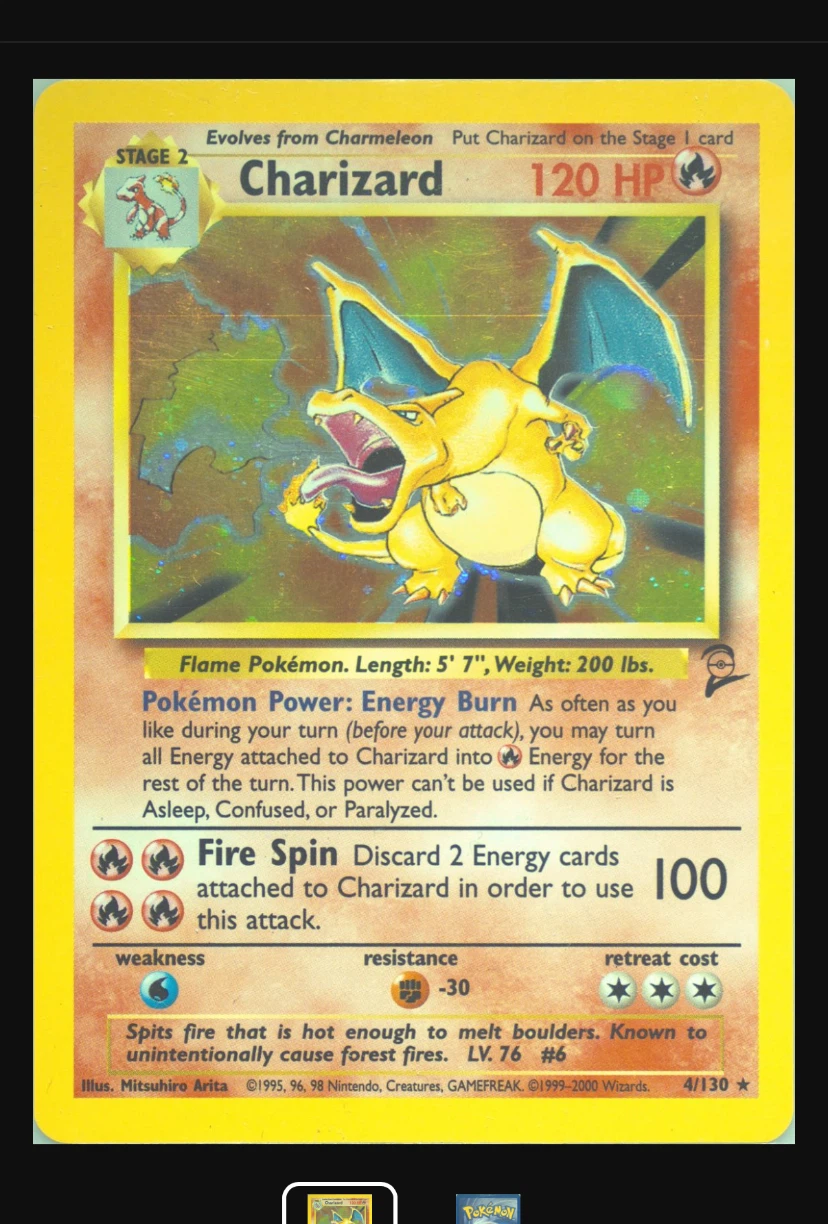 Charizard 004/130 Base Set 2 front card photo in PokeToGrade pregrading report